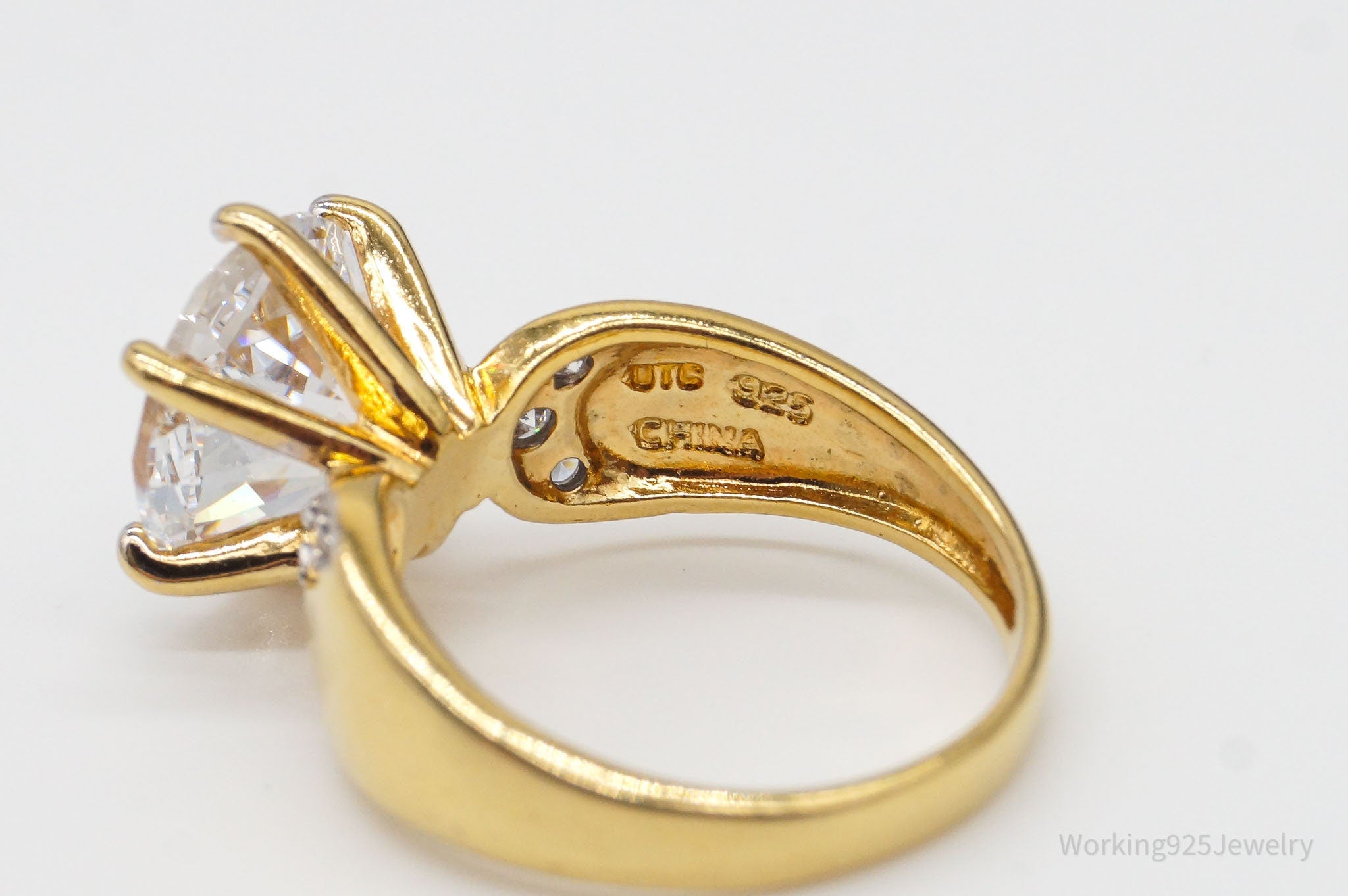 Designer Cubic Zirconia Gold Over Sterling Silver Ring Size 5.75