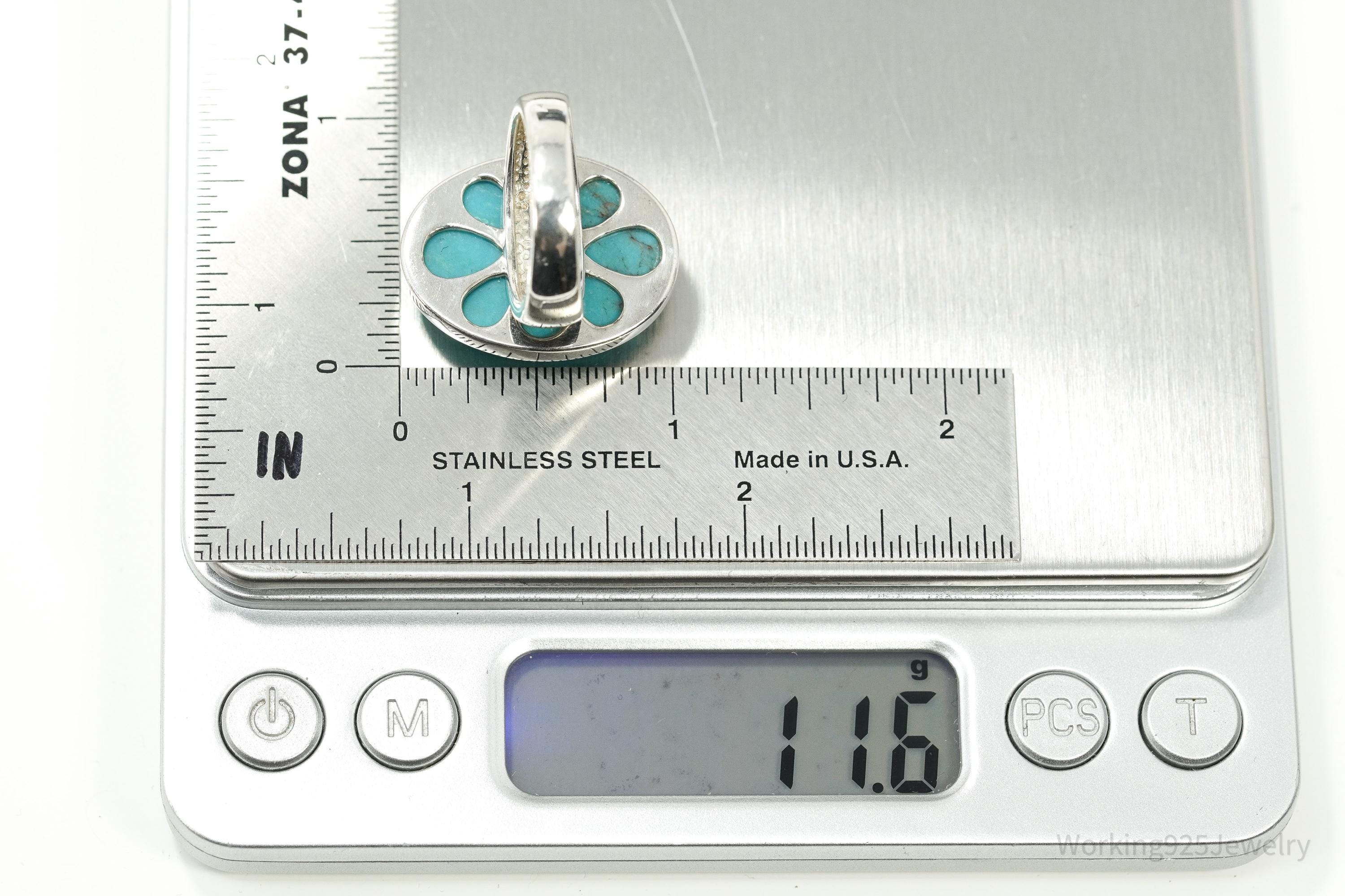 Vintage Whitney Kelly WK Sterling Silver Ring • Large Turquoise Size 6.75