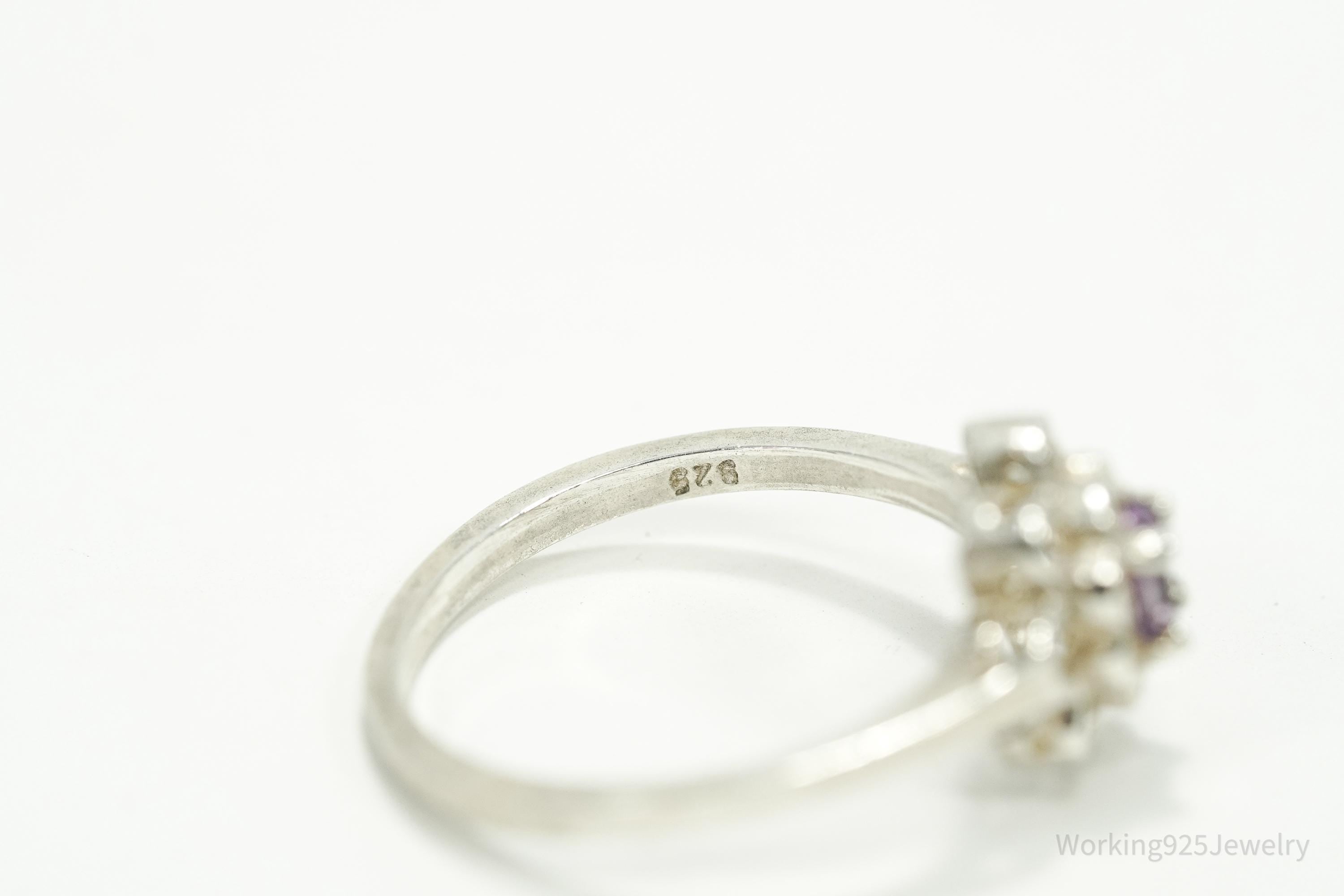 Vintage Amethyst Sterling Silver Ring - Size 6.75