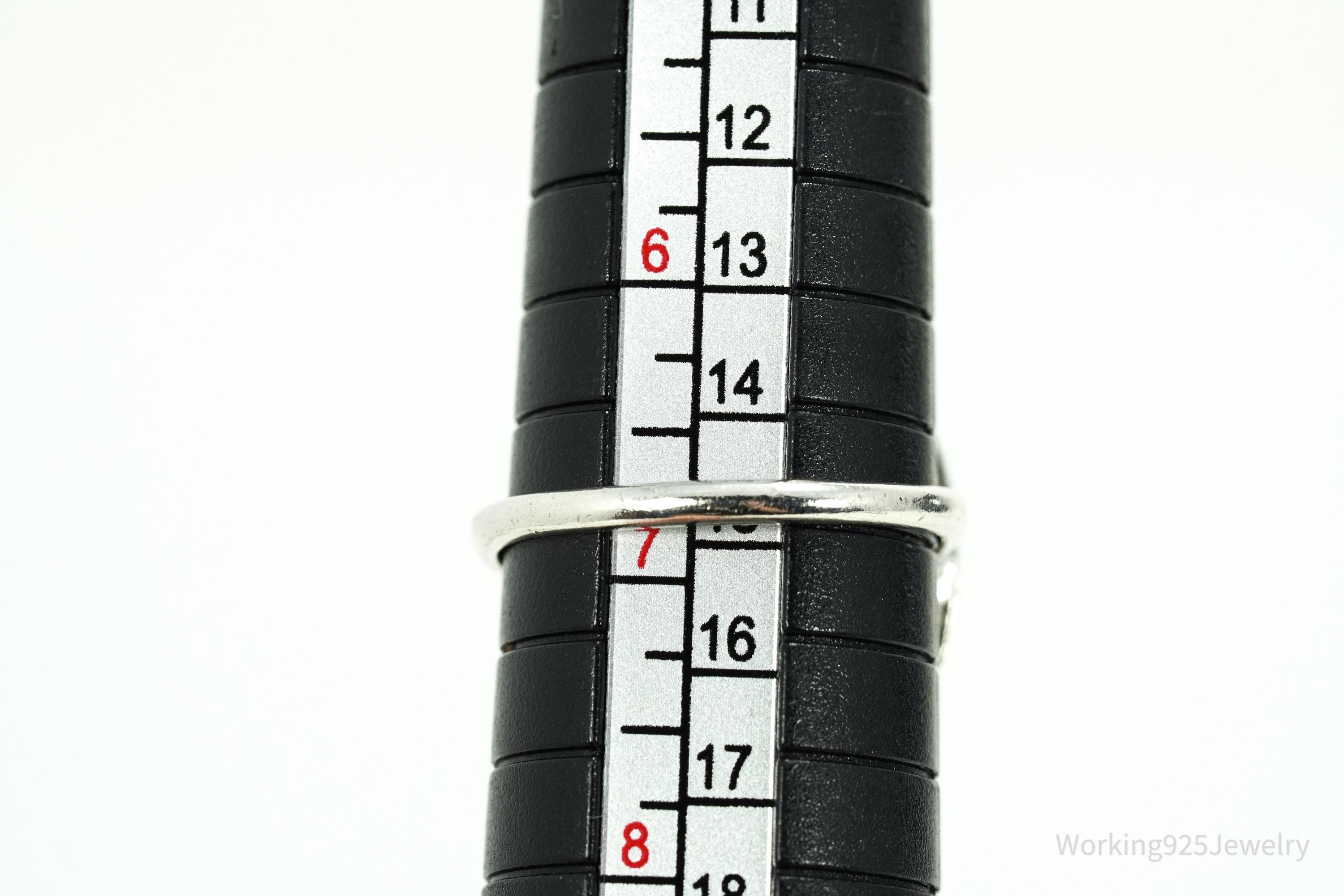 Antique Uncas MFG CO Hematite & Marcasite Sterling Silver Ring Size 6.75