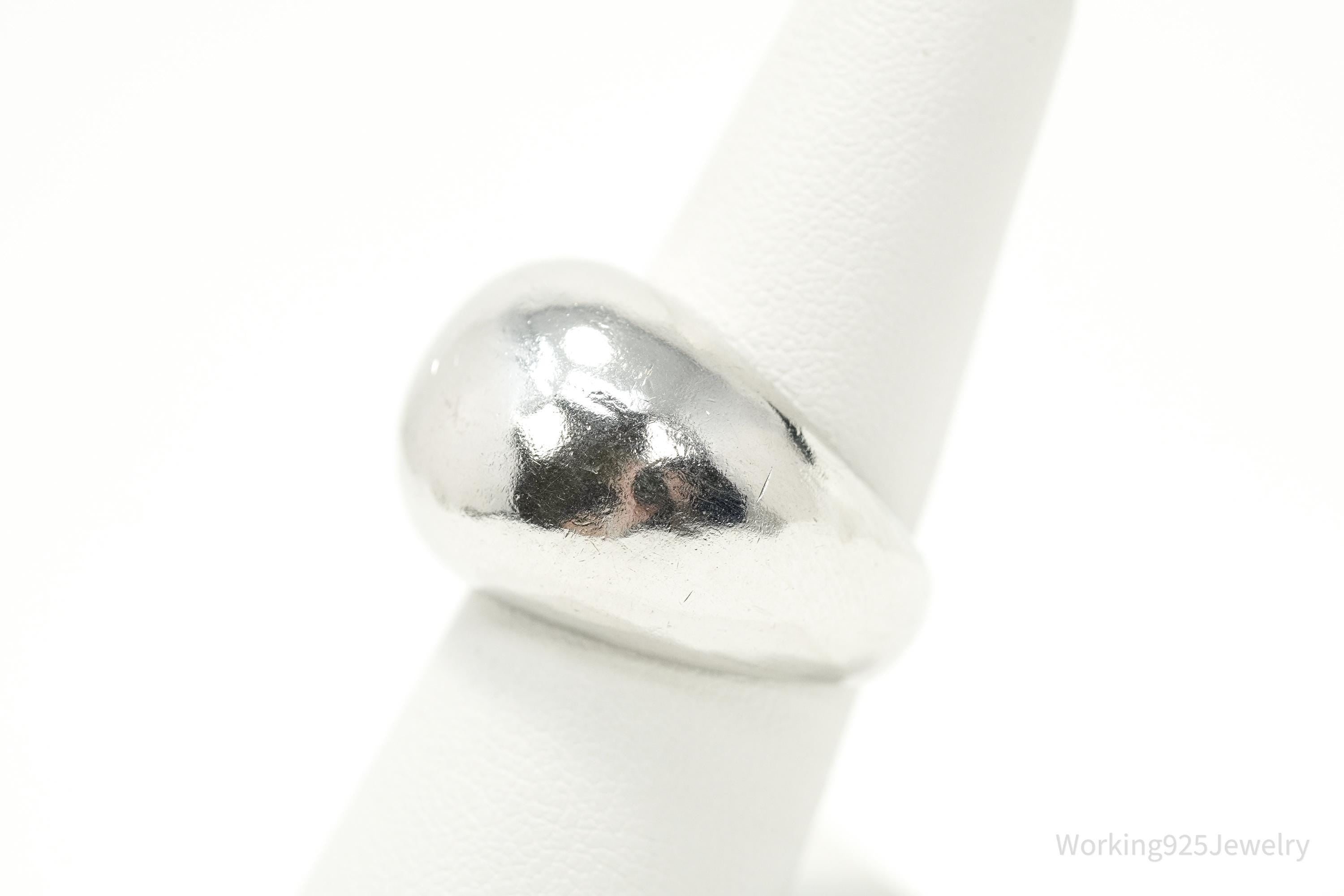 Vintage Designer Puffy Dome Style Sterling Silver Ring - Size 7