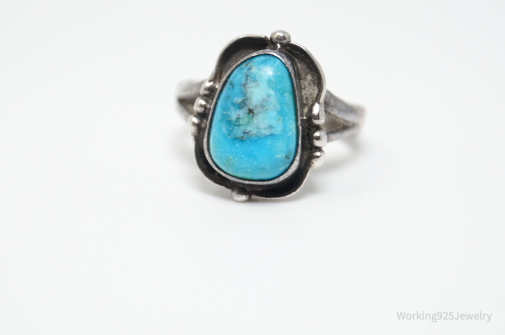 Vtg Native American Turquoise Sterling Silver Ring - Sz 6.25