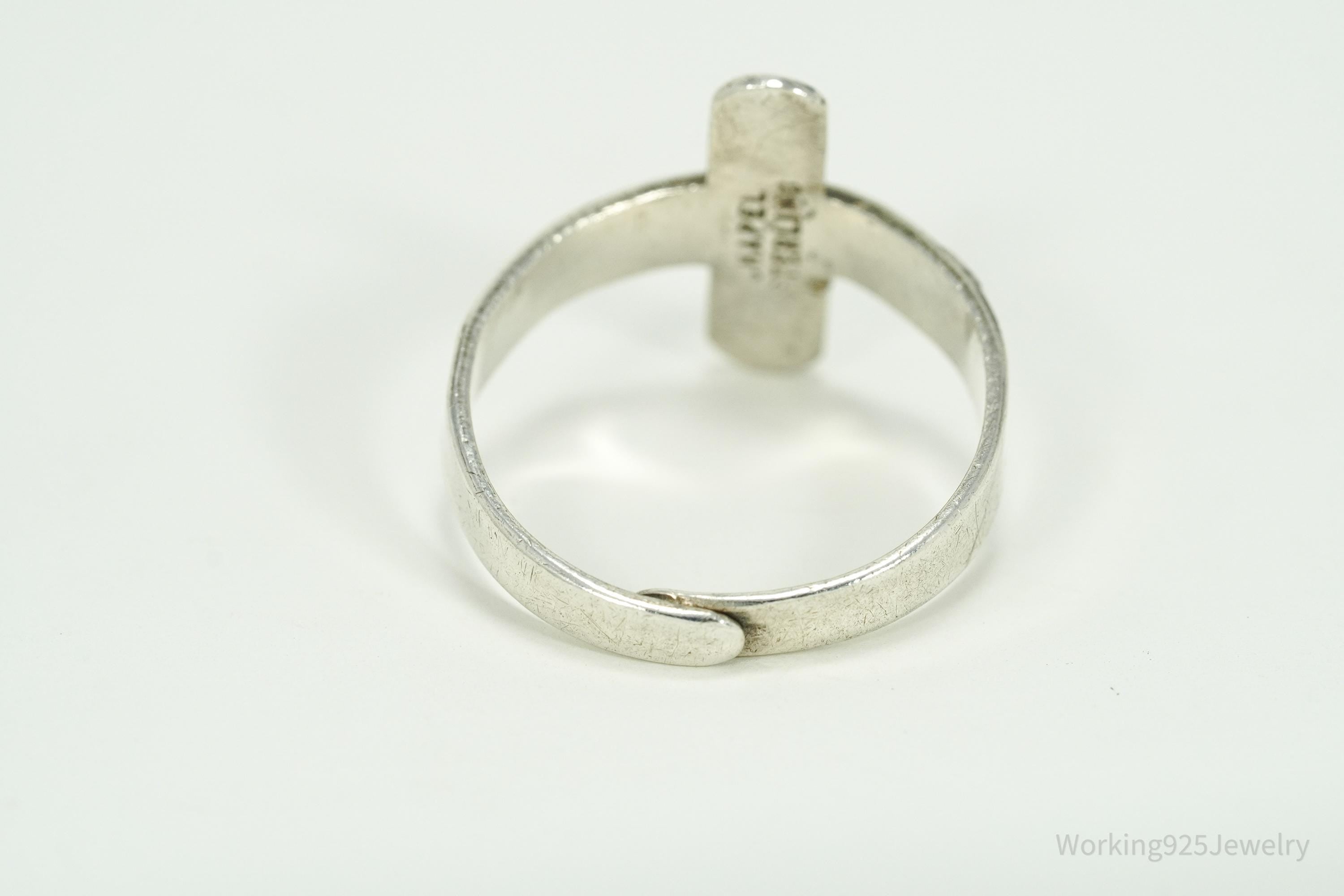Vintage Crucifix Cross Sterling Silver Ring - Size 8.75 Adjustable