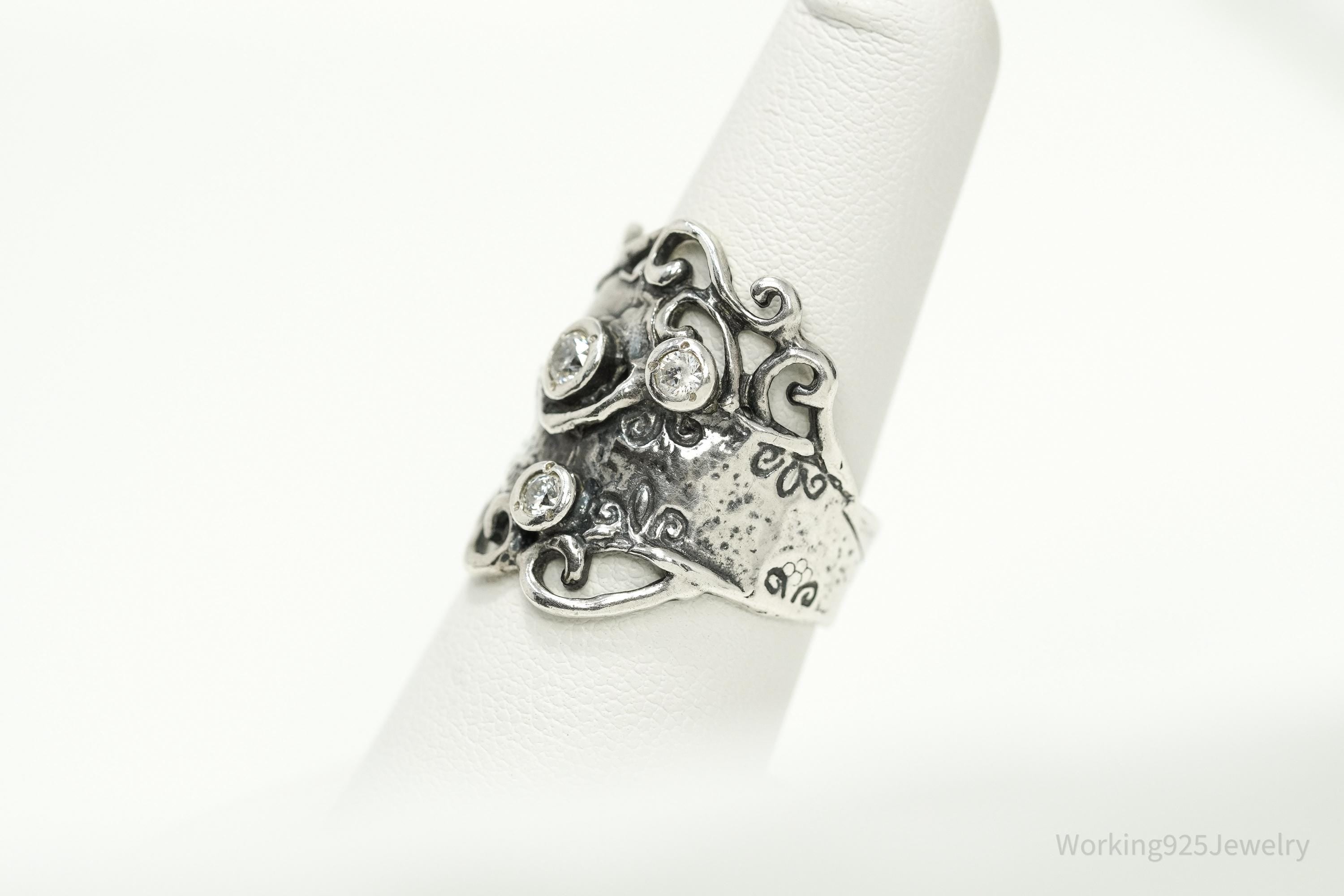 Vintage Israel Didae Cubic Zirconia Sterling Silver Ring - Size 7.25