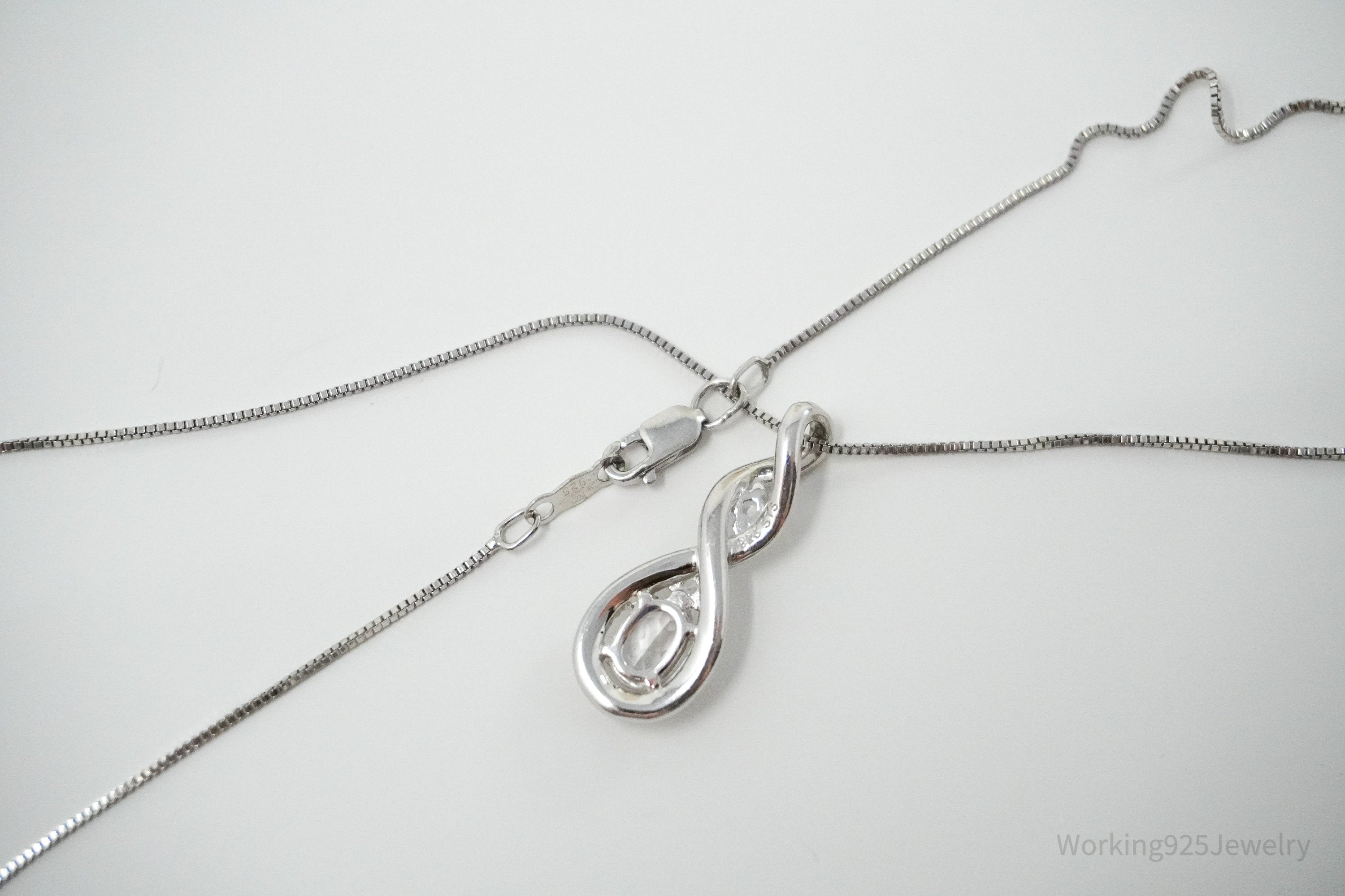 Vintage Cubic Zirconia Sterling Silver Necklace 18"