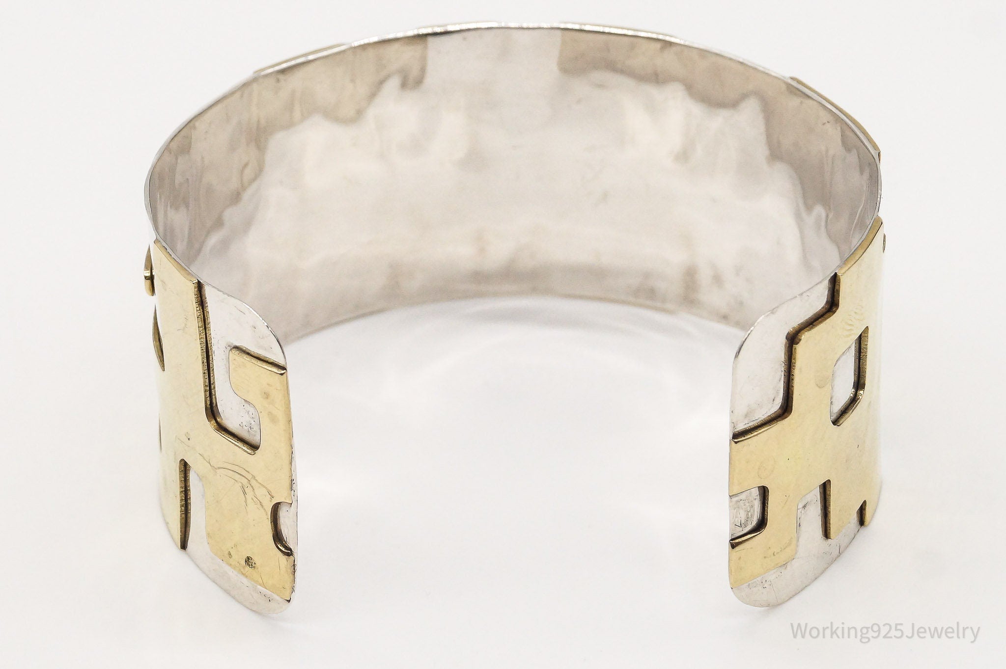 VTG Designer Robert Lee Morris Modernist Brass Sterling Silver Bracelet