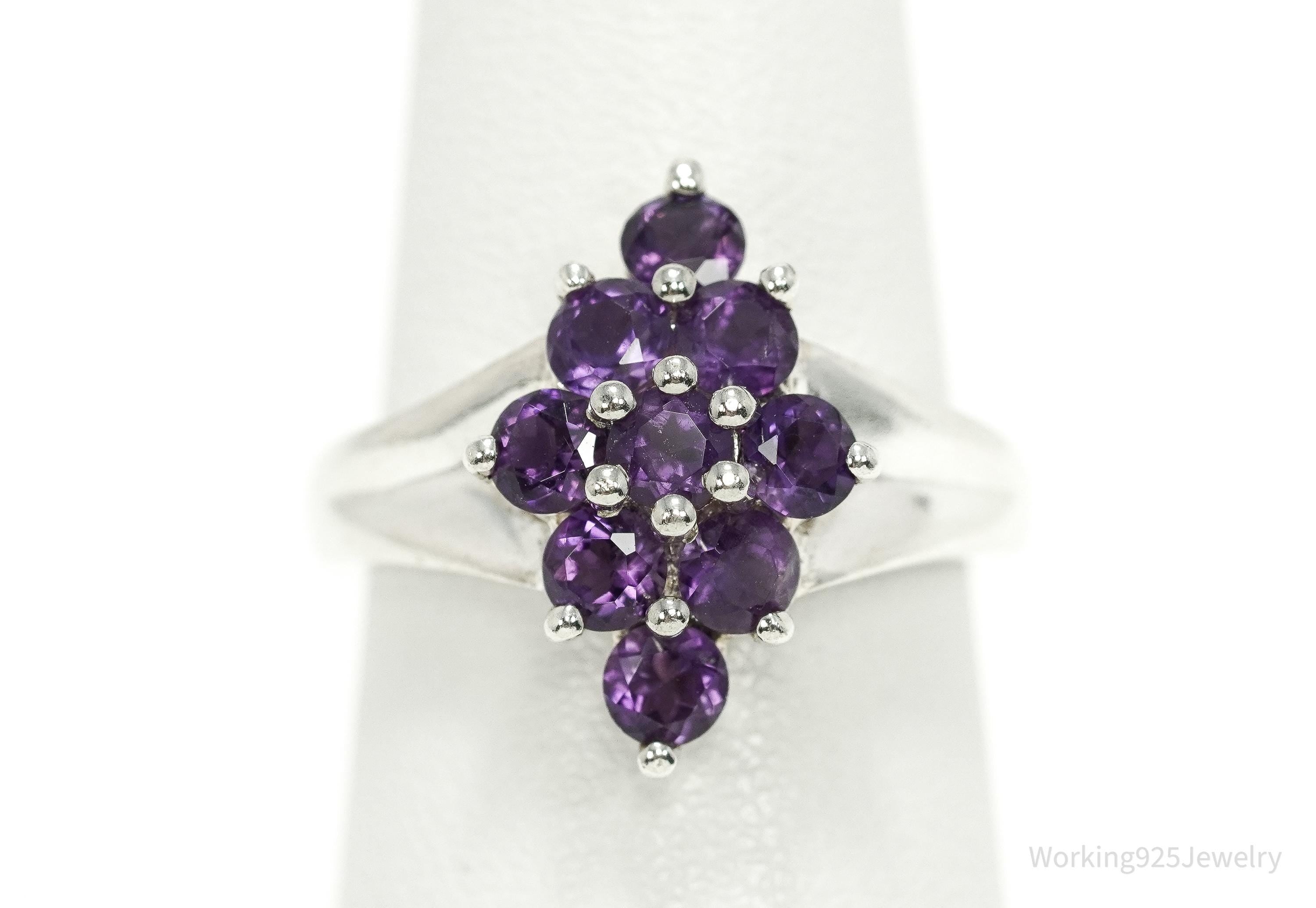 Vintage Amethyst Sterling Silver Ring - Size 6.75