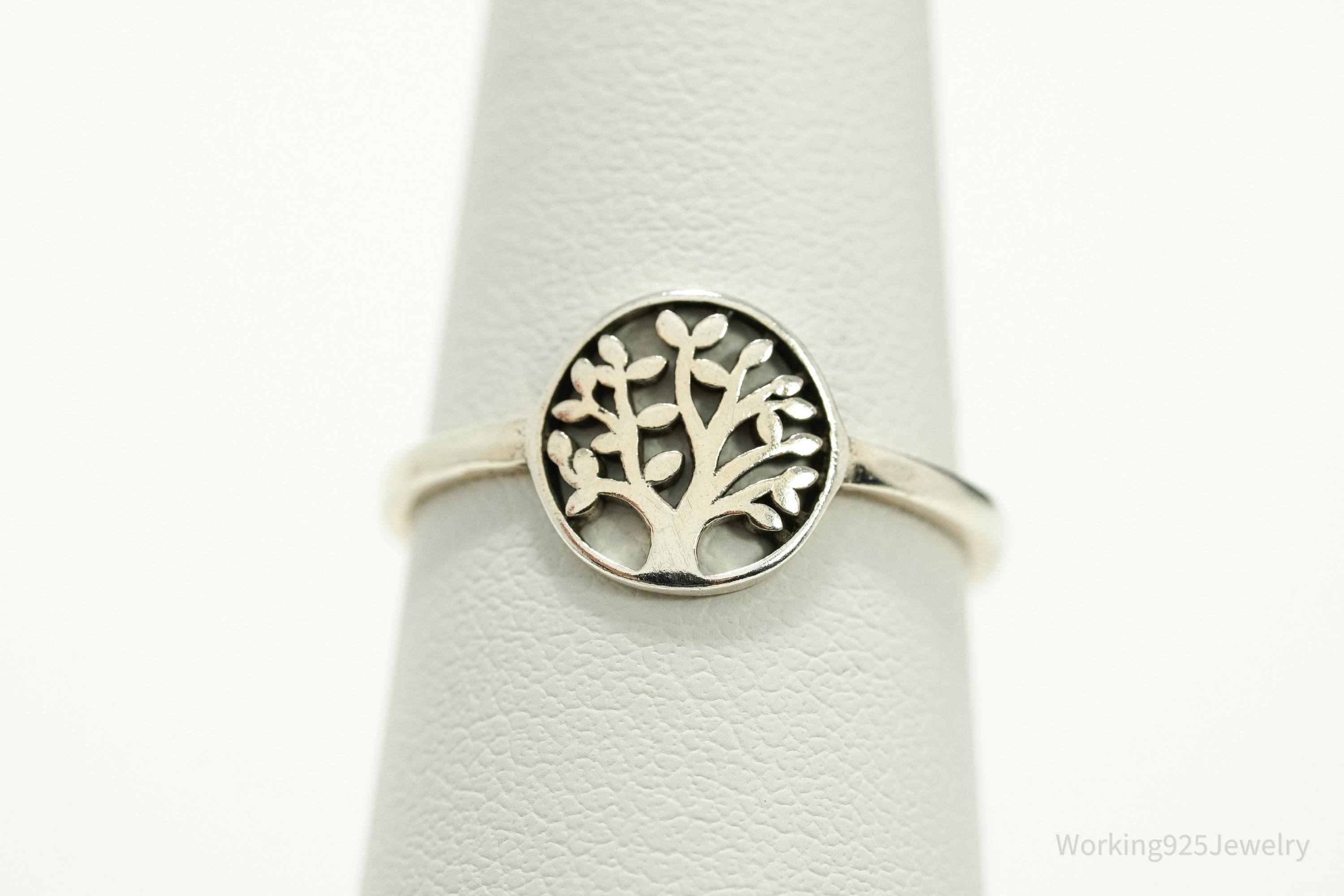 Vintage Tree Of Life Sterling Silver Ring - Size 7.25