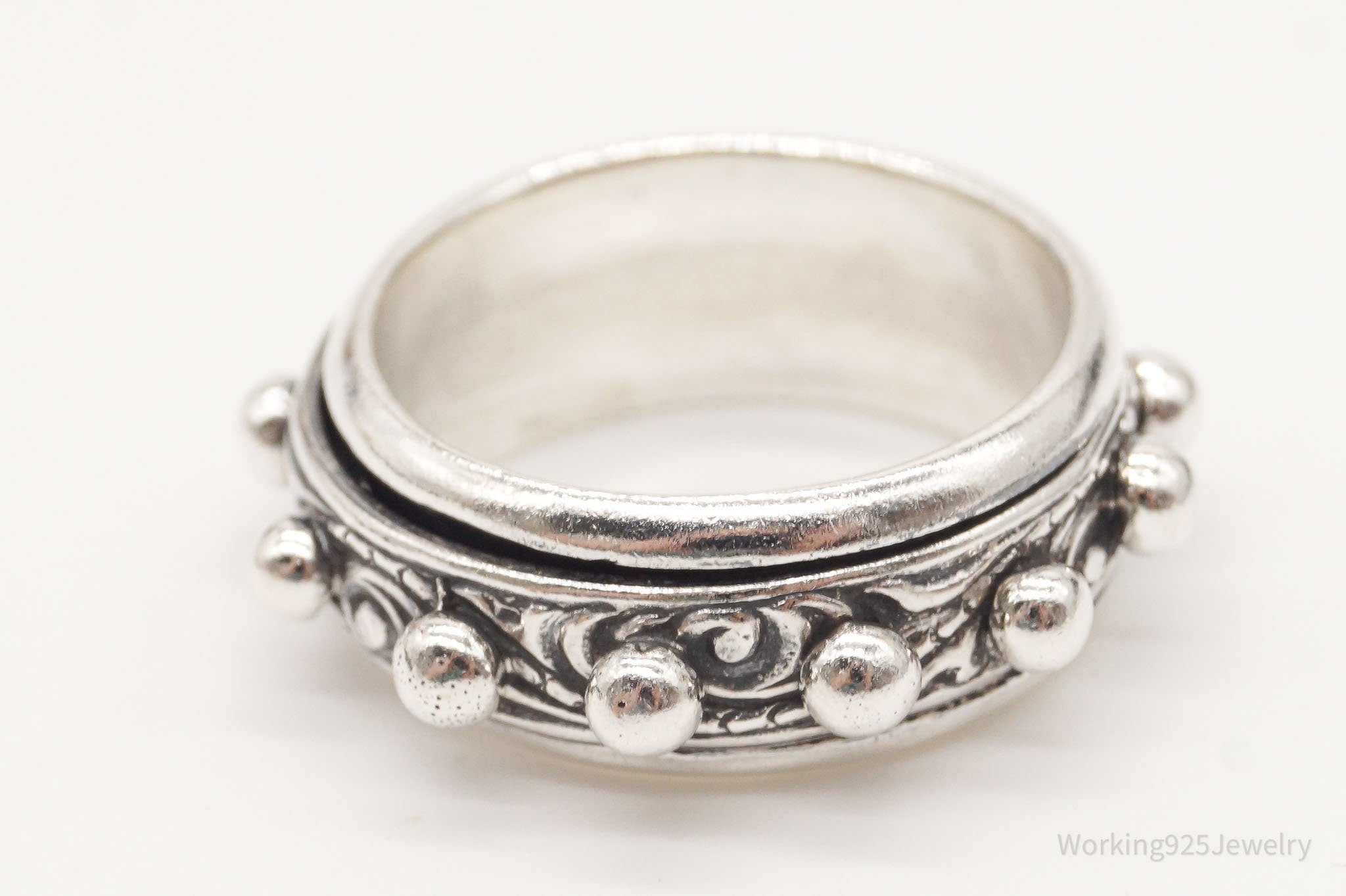 Vintage Cross Sterling Silver Spinner Ring - Size 7.75