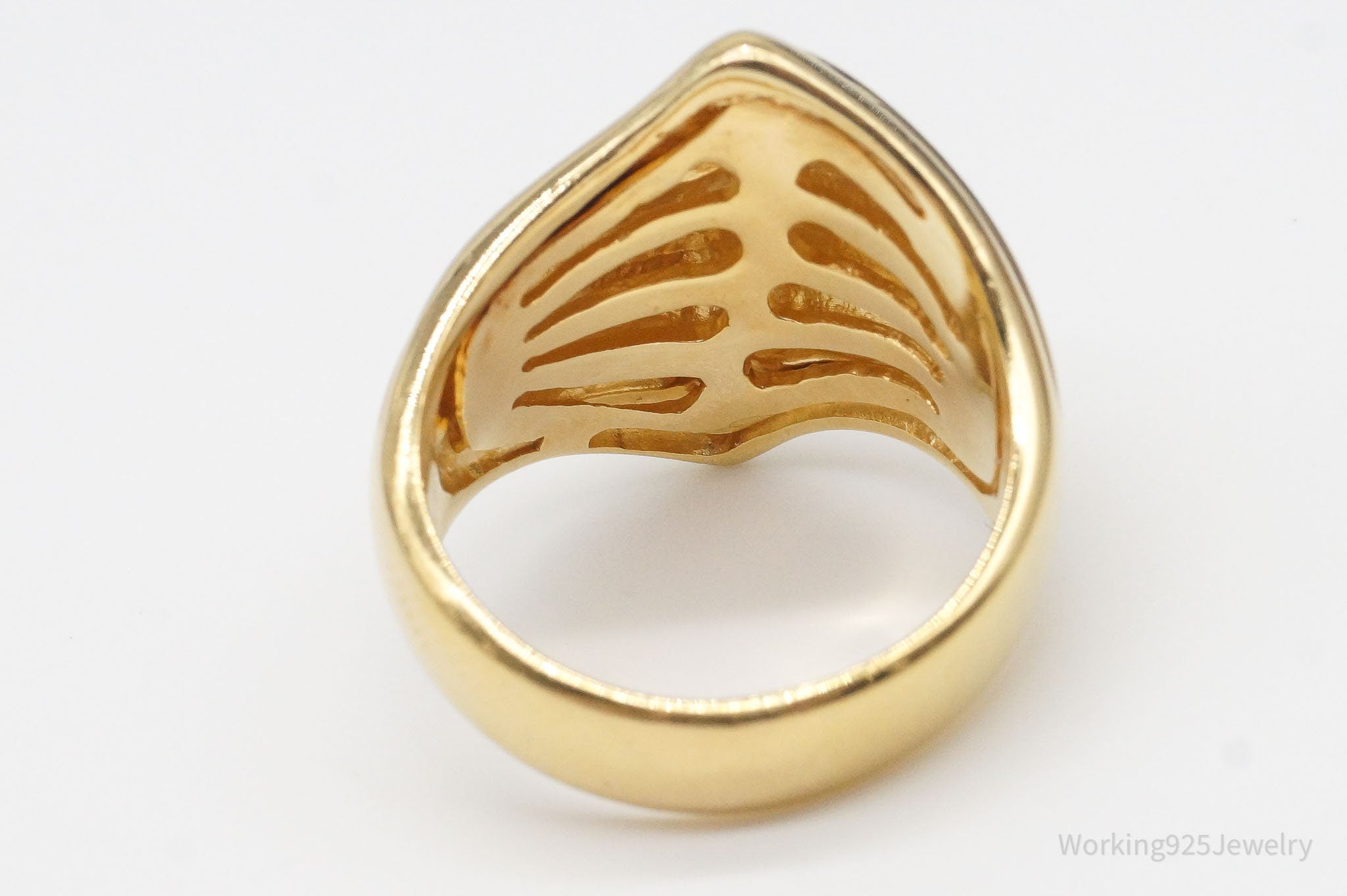 Vintage Italy Designer Veronese 18K Gold Vermeil Sterling Silver Ring SZ 8.75