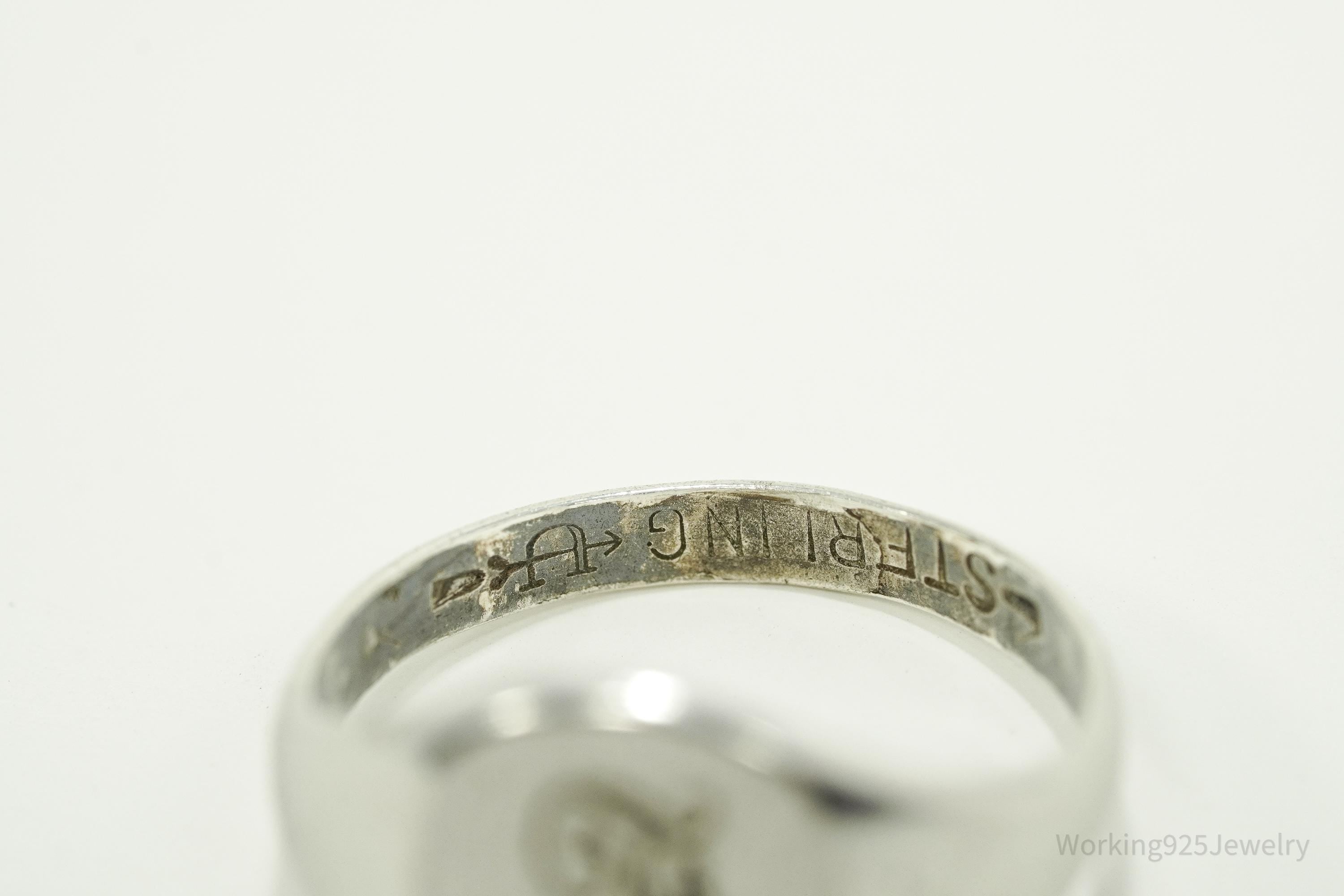Antique Uncas MFG Co F Letter Sterling Silver Ring - Size 4