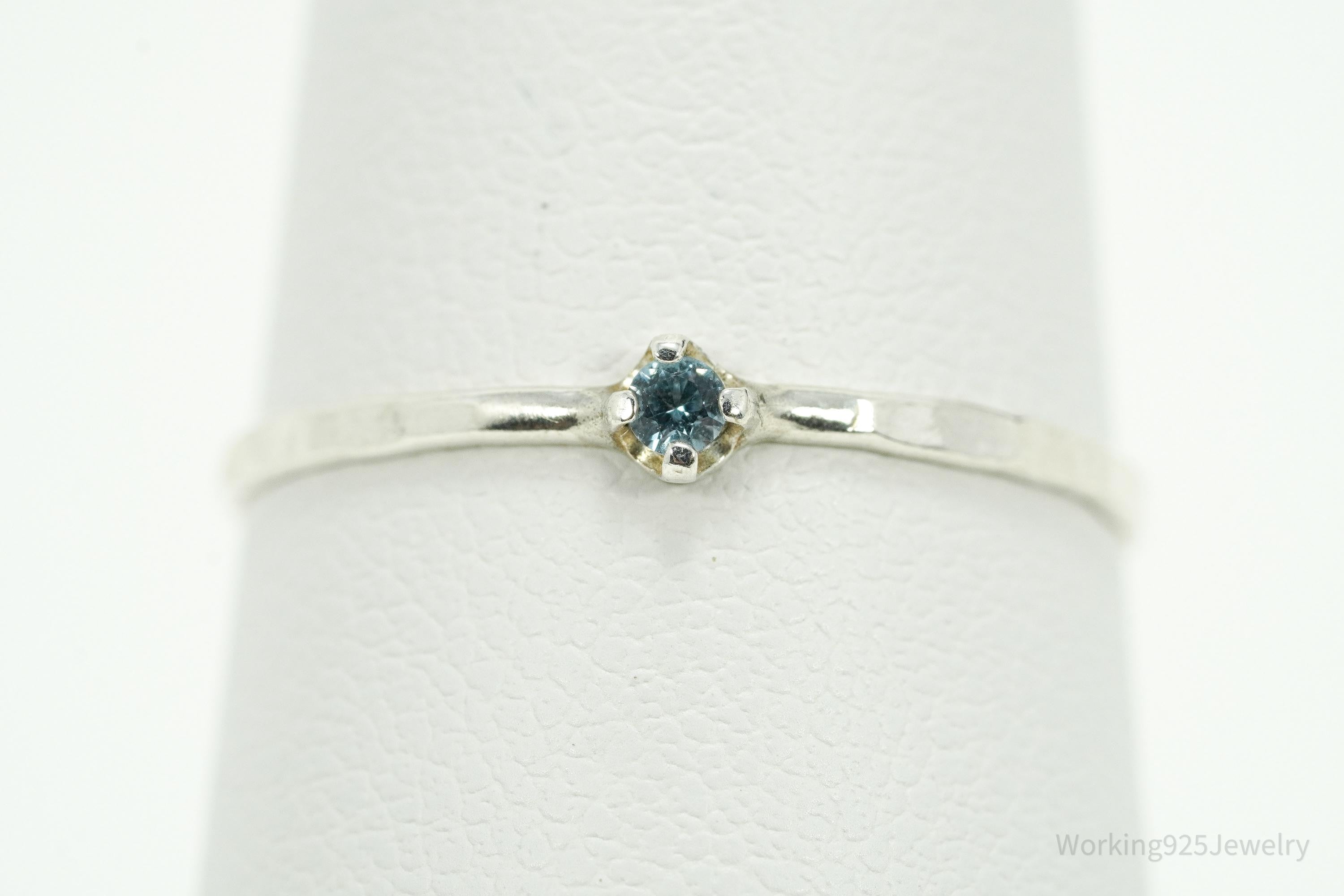 Vintage Blue Topaz Silver Ring - Size 7.25