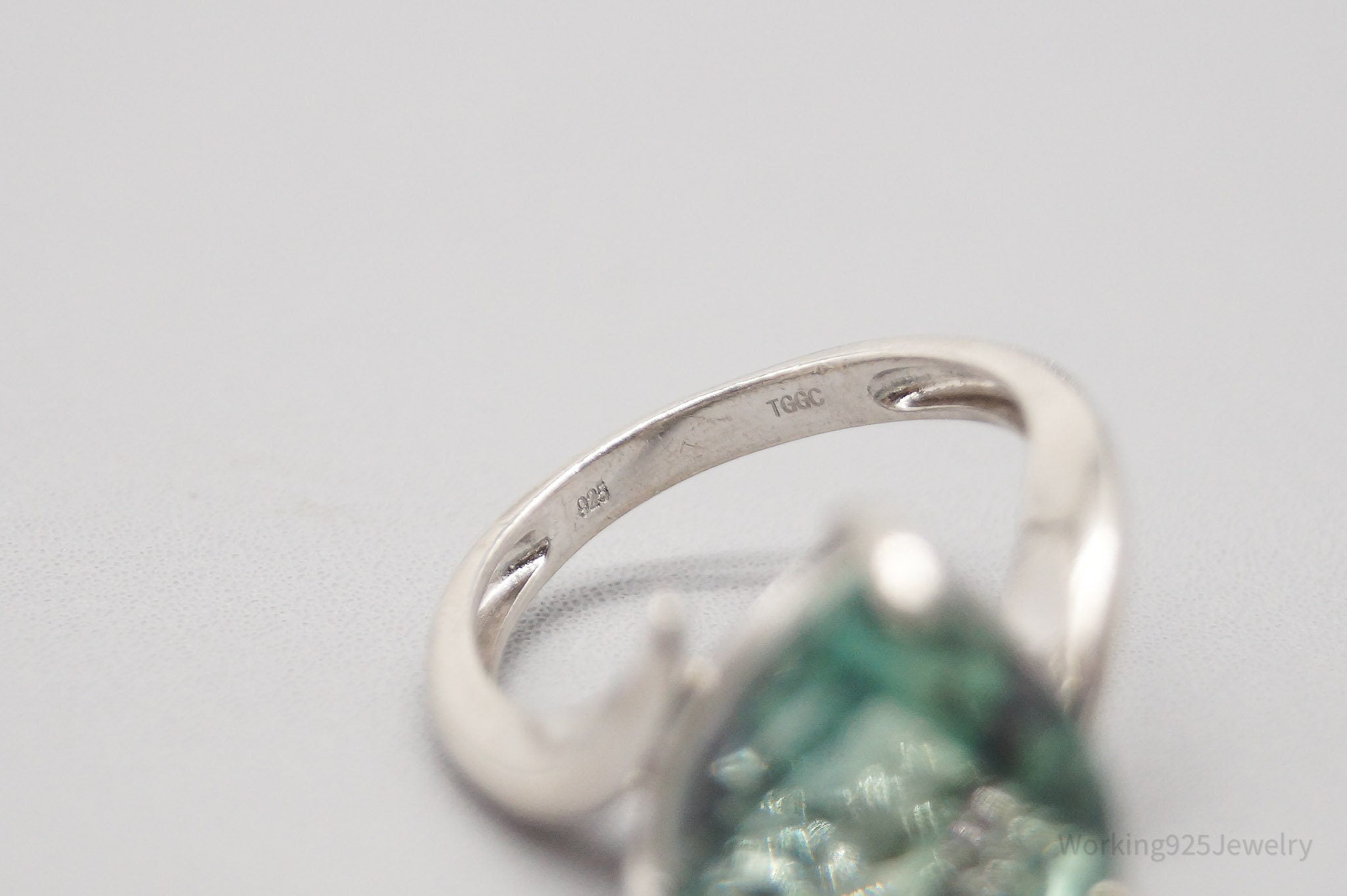Vintage TGGC Teal Stone Sterling Silver Ring Size