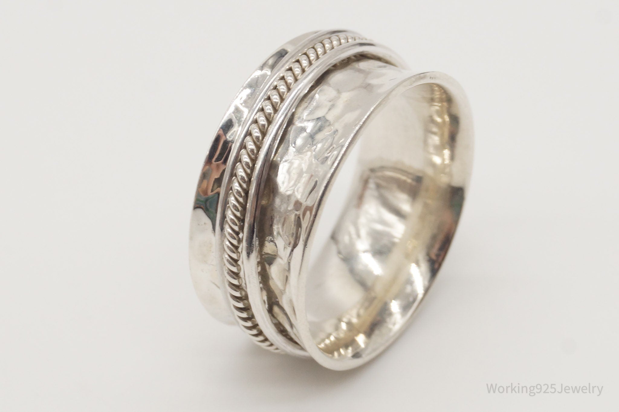 Vintage Mexico ATI Sterling Silver Spinner Ring - Size 10.25