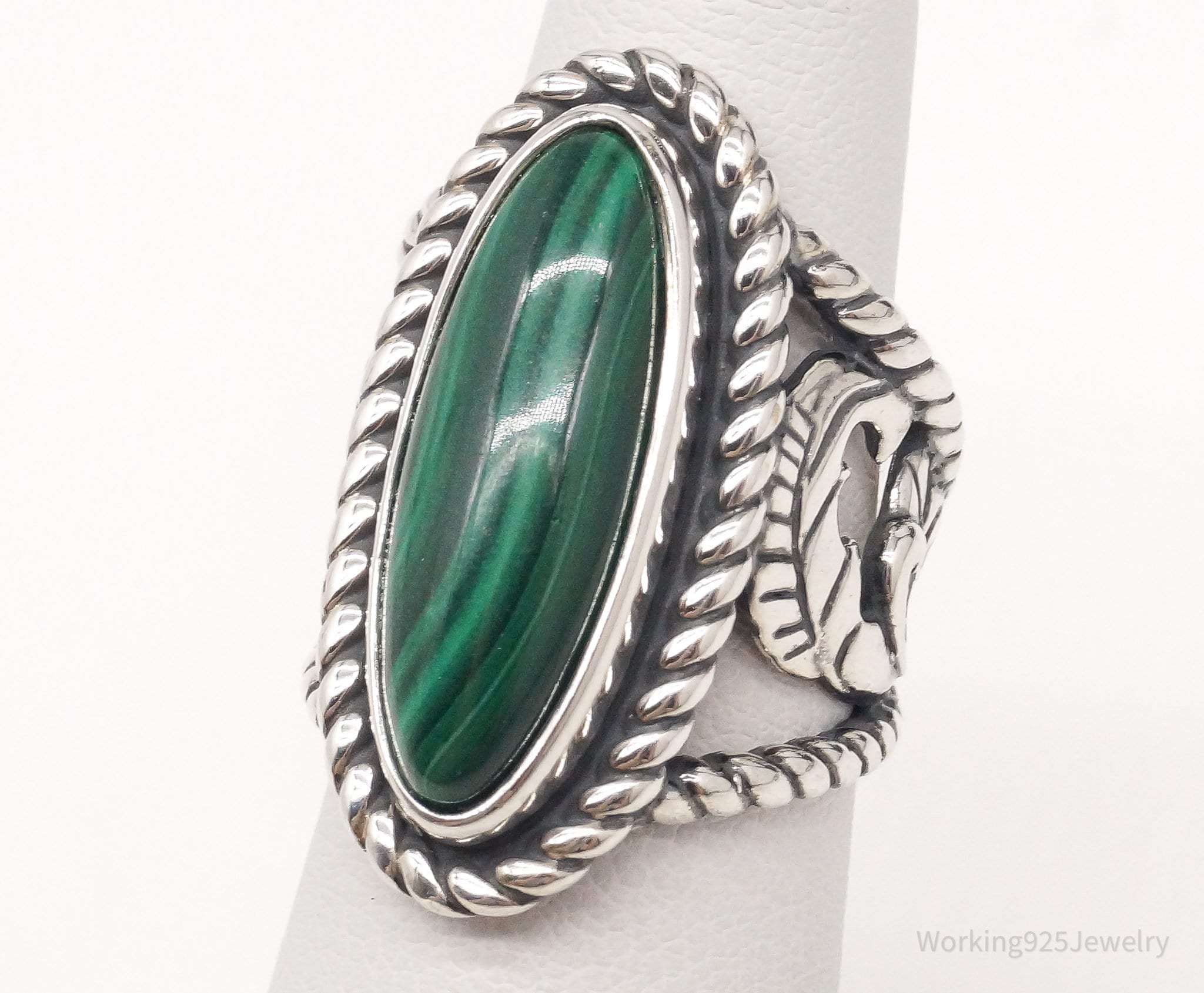 Vintage Carolyn Pollack Relios AW Malachite Sterling Silver Ring - Size 5