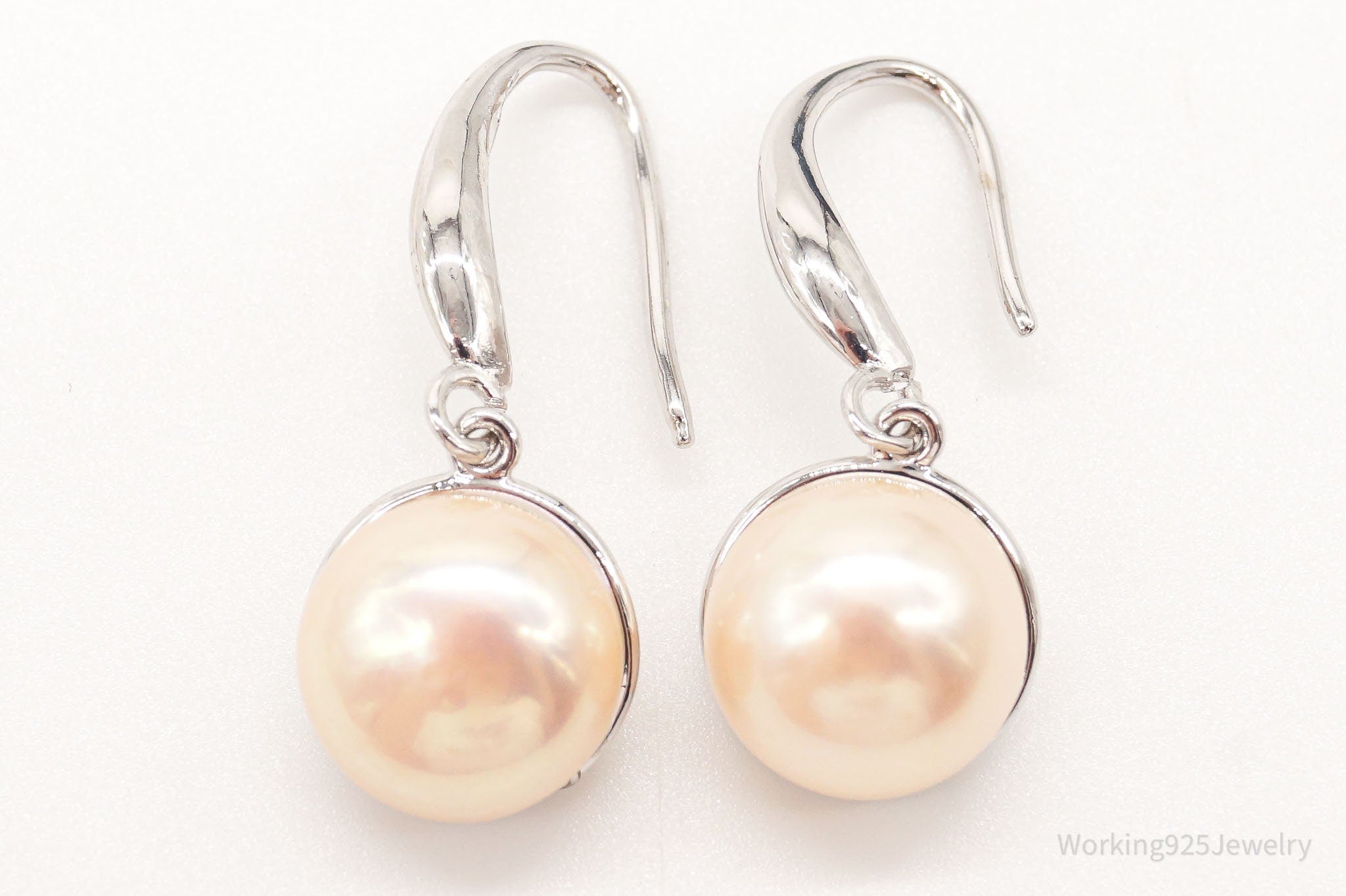 Vintage Pearl Sterling Silver Dangle Earrings