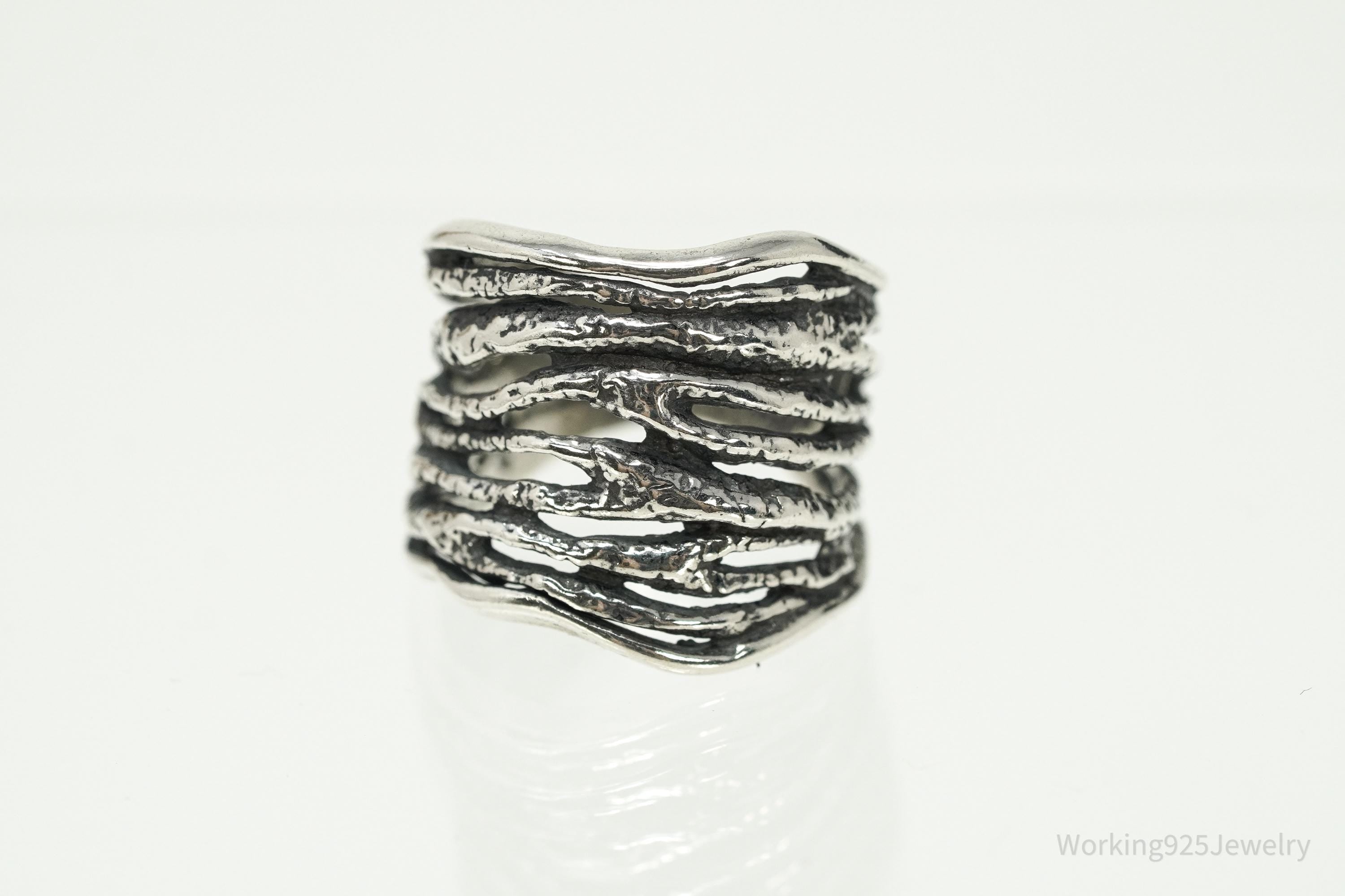 Vintage Shablool Didae Textured Sterling Silver Band Ring Size 6