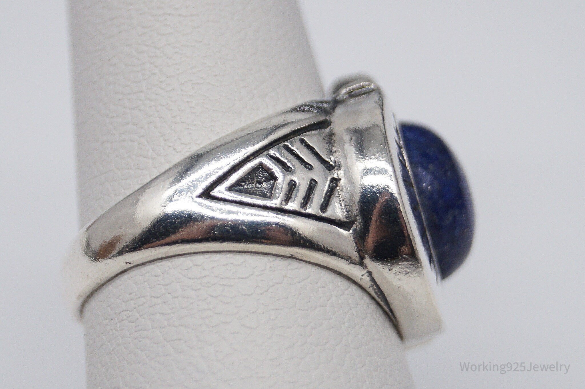 Vintage Sun & Moon Lapis Lazuli Sterling Silver Ring - Size 6.75