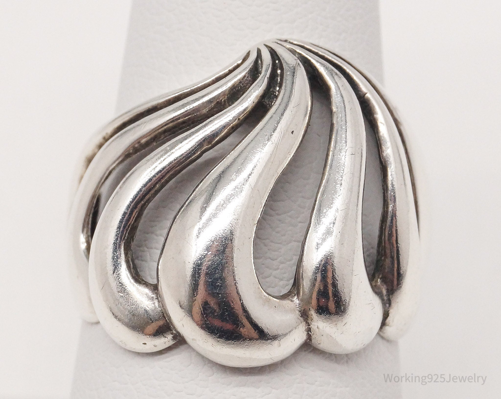 Vintage Designer KABANA Waves Sterling Silver Ring - Size 7.75