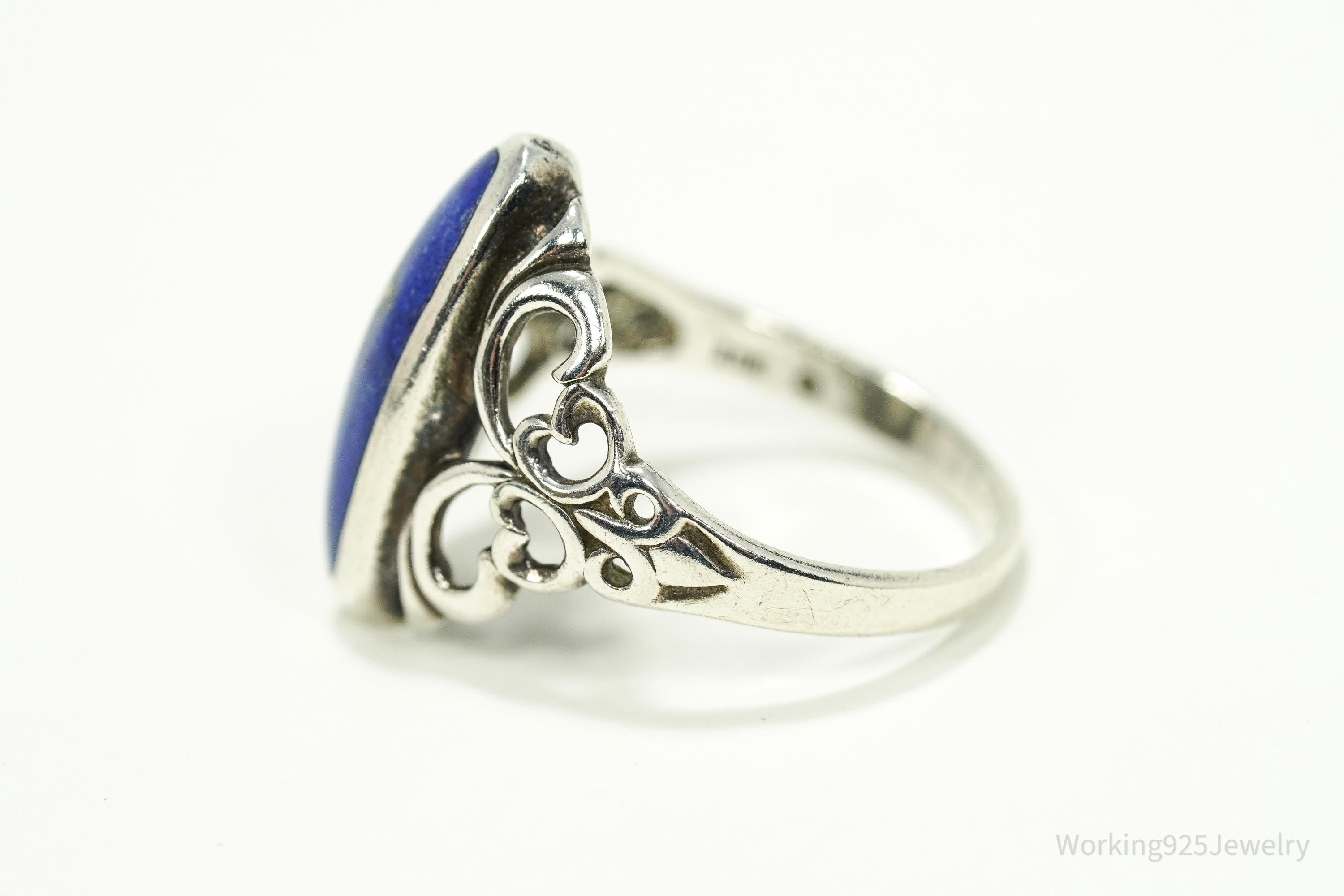 Vintage Designer Kabana Lapis Lazuli Sterling Silver Ring - Size 9