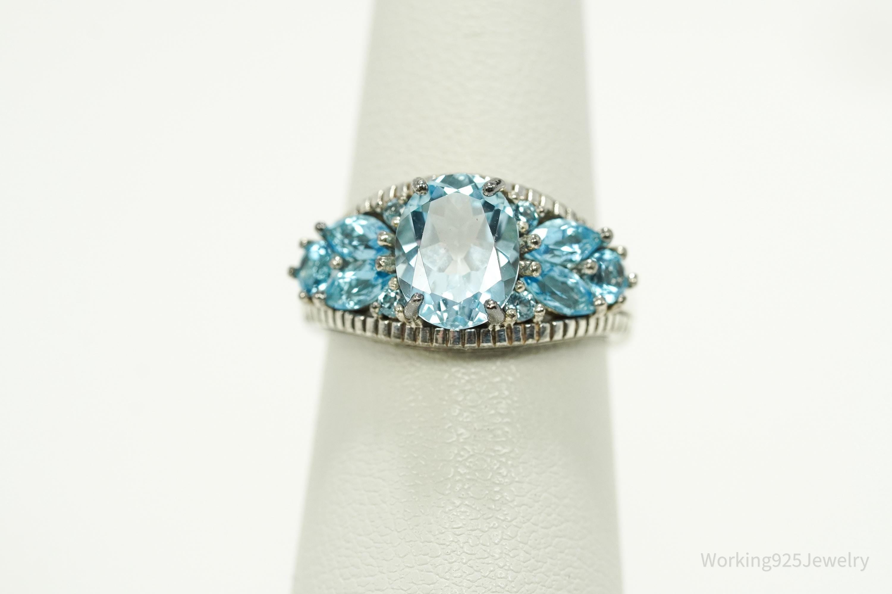 Vintage Blue Topaz Sterling Silver Ring - Size 5