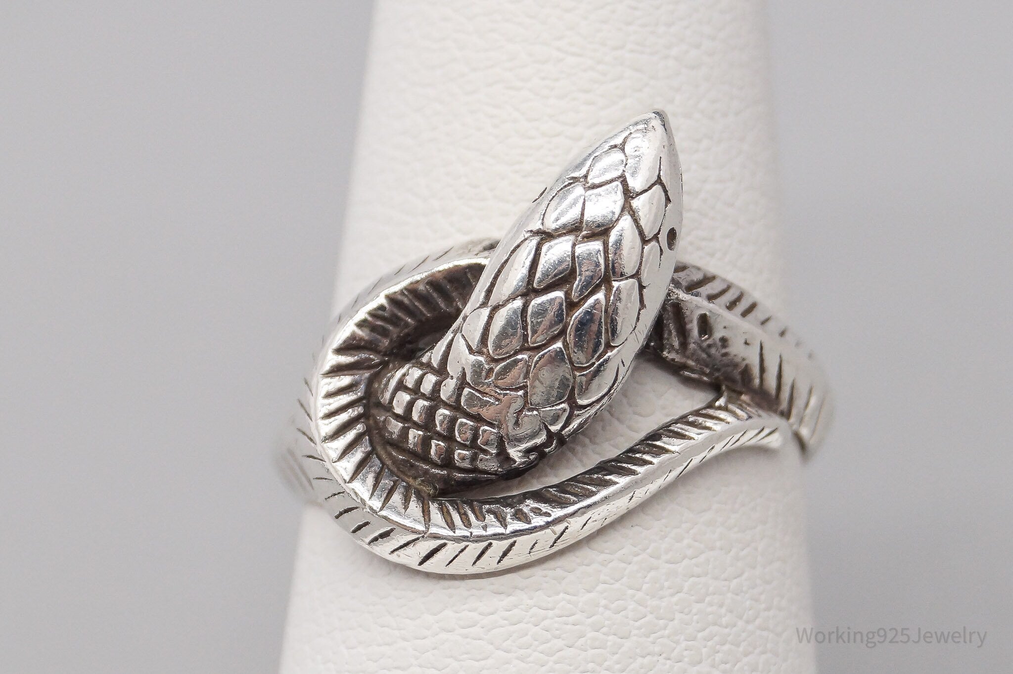 Vintage Sterling Silver Snake Ring - Size 7.25
