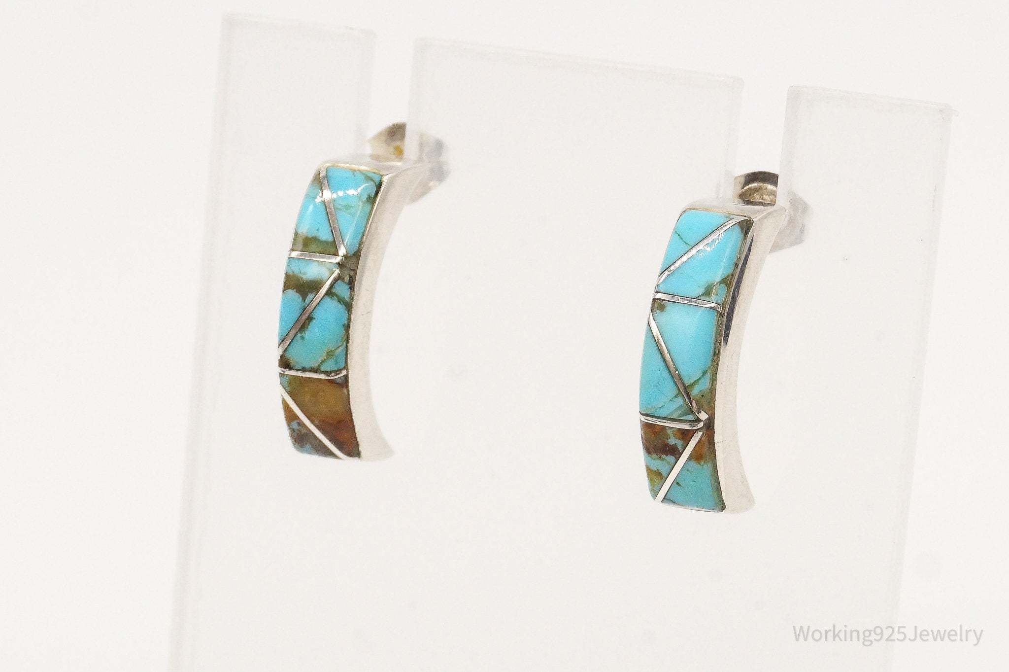 Vintage Native American Turquoise Sterling Silver Earrings