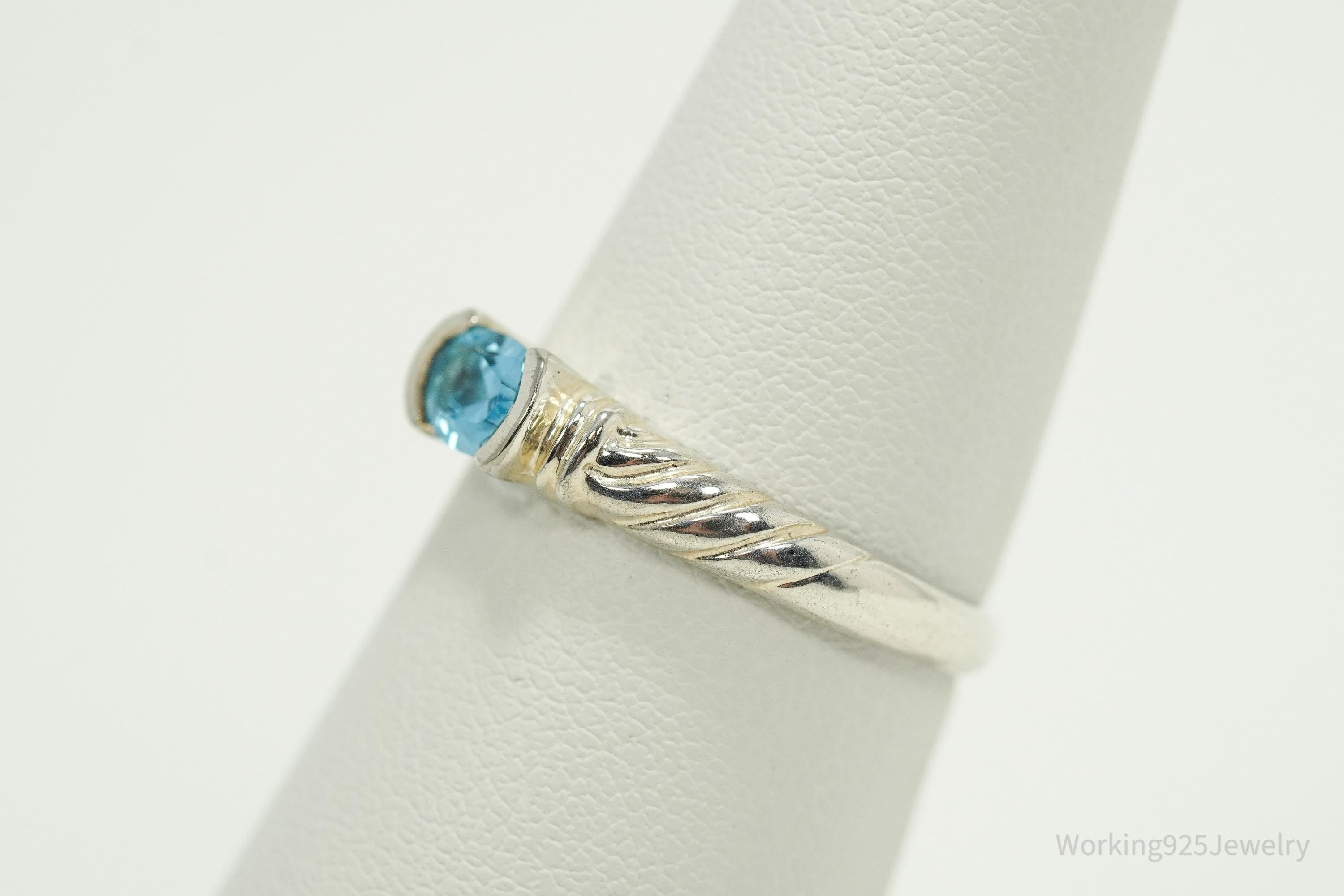 Vintage Blue Topaz Sterling Silver Ring - Size 7.25