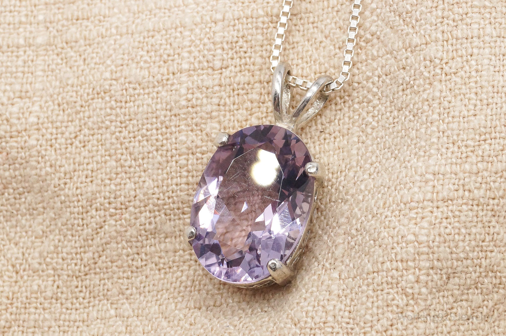 Vintage Amethyst Sterling Silver Necklace 18"