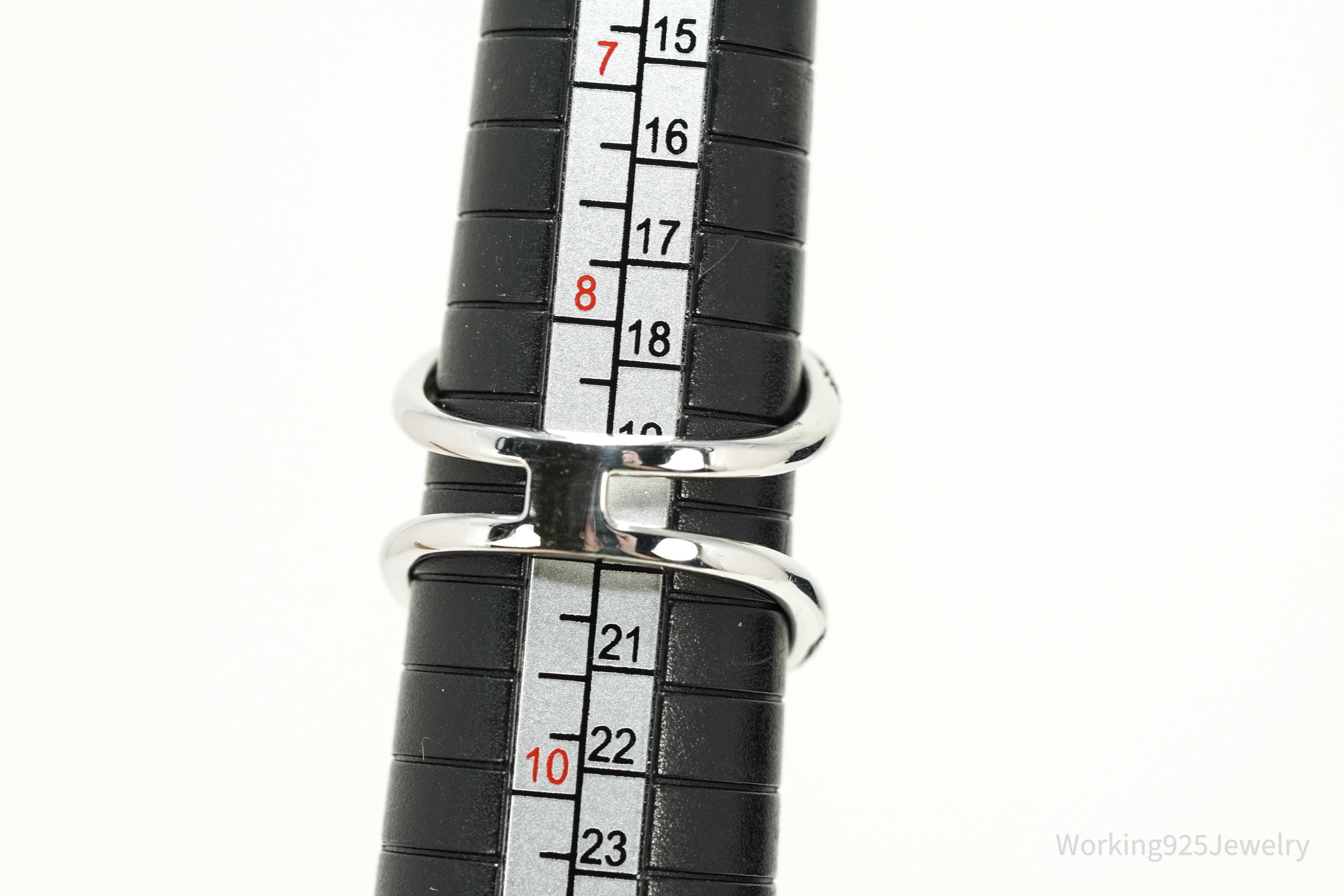 Vintage Opal & Black Spinel Sterling Silver Statement Ring – Size 9