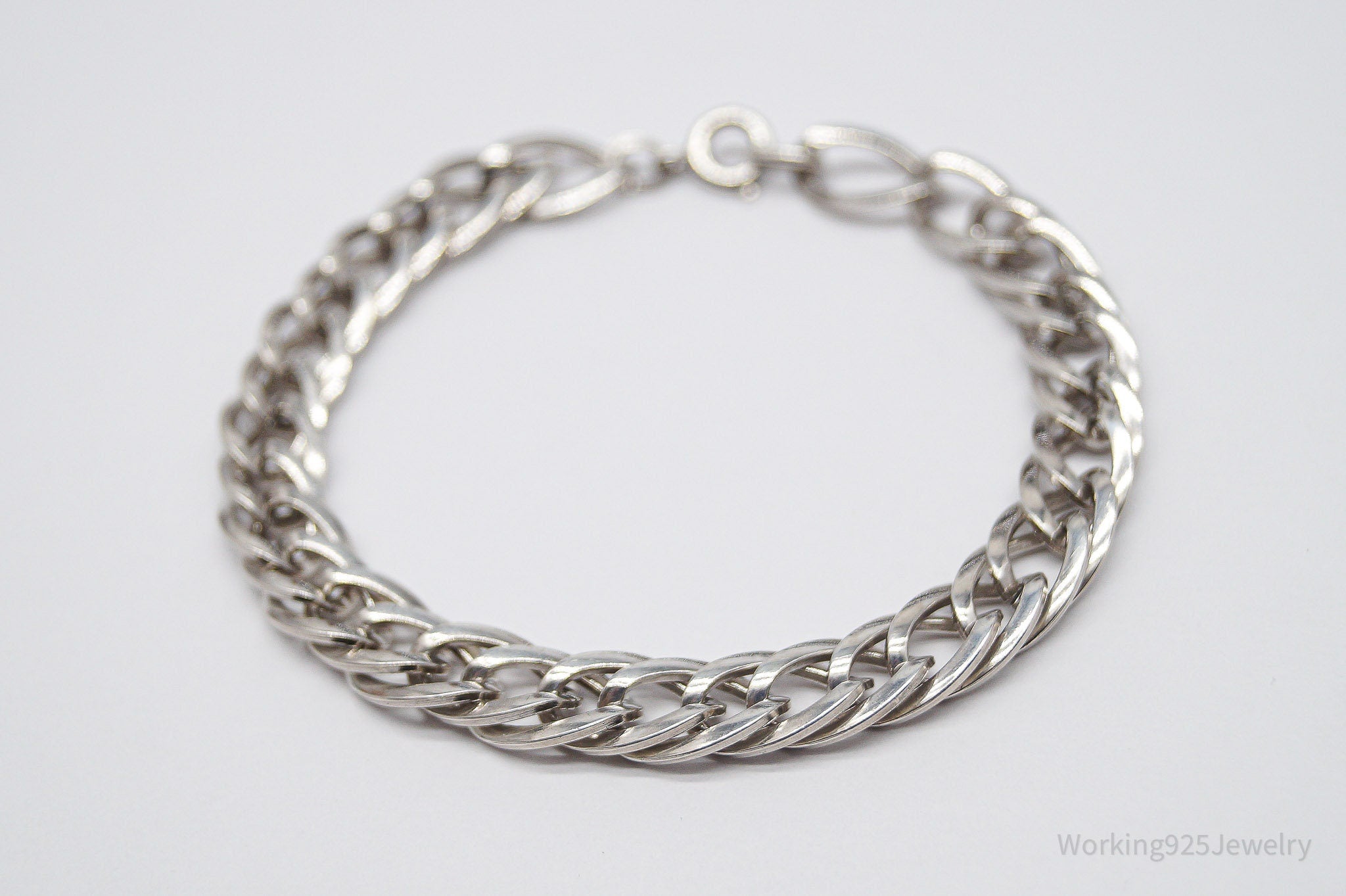 Vintage JB Mid Century Sterling Silver Chain Bracelet - 7.5"