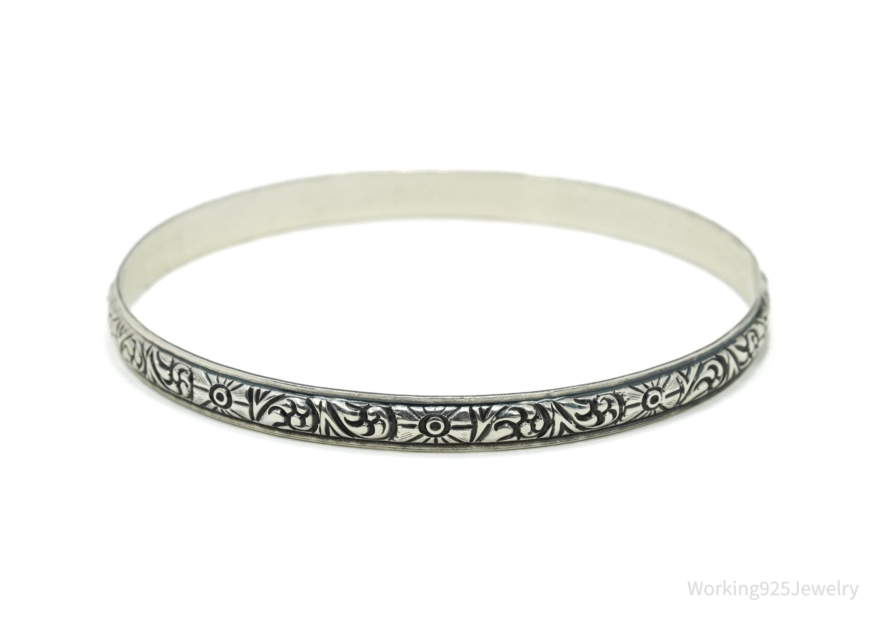 Antique Designer Danecraft Art Deco Pattern Sterling Silver Bracelet 7.75