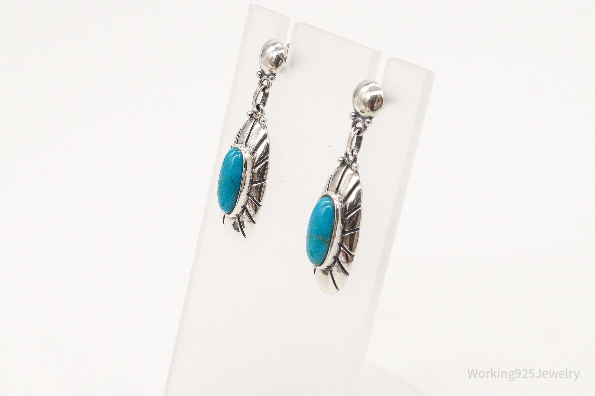 Vintage Southwestern Turquoise Sterling Silver Earrings