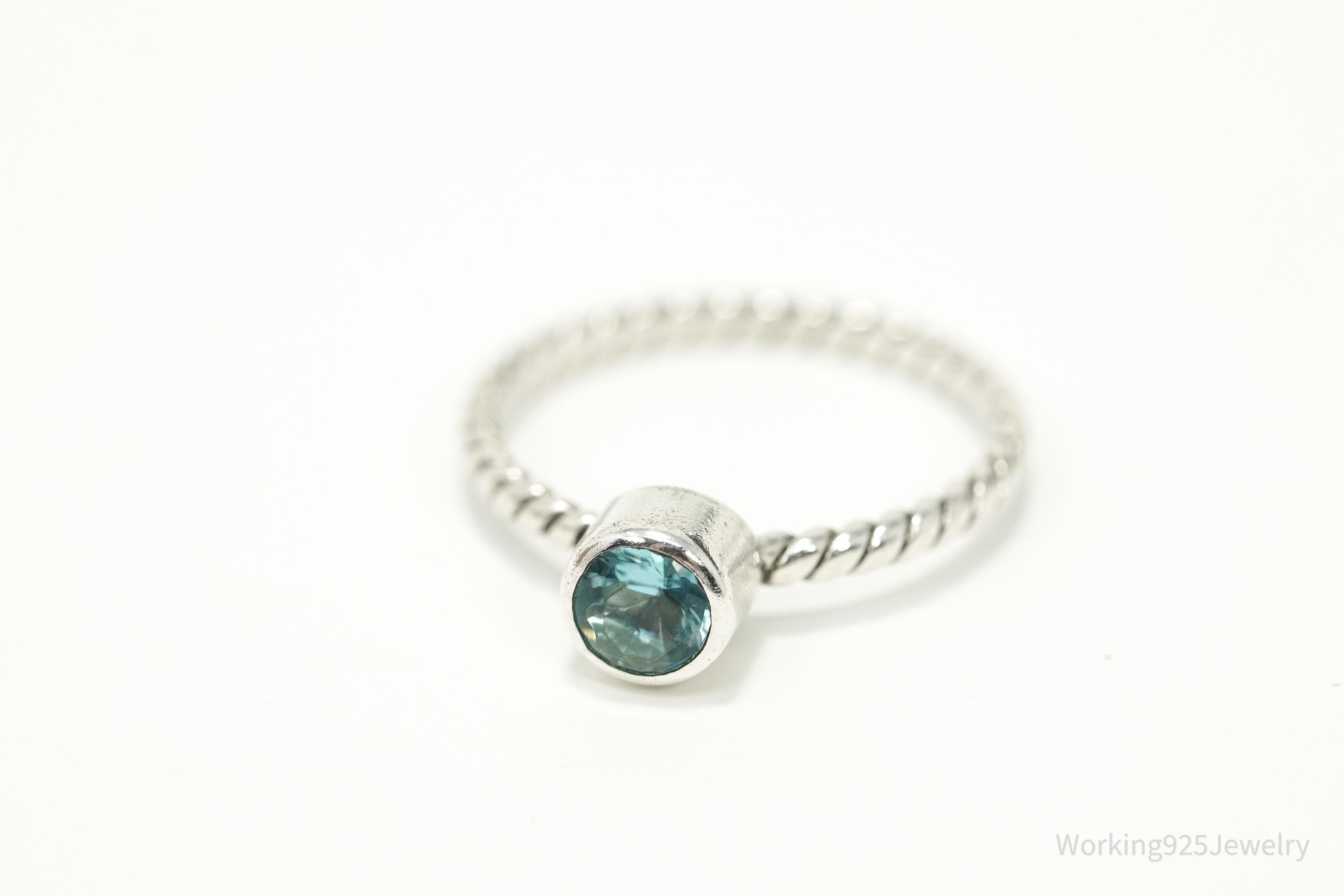 Vintage Blue Topaz Sterling Silver Ring - Size 6.5