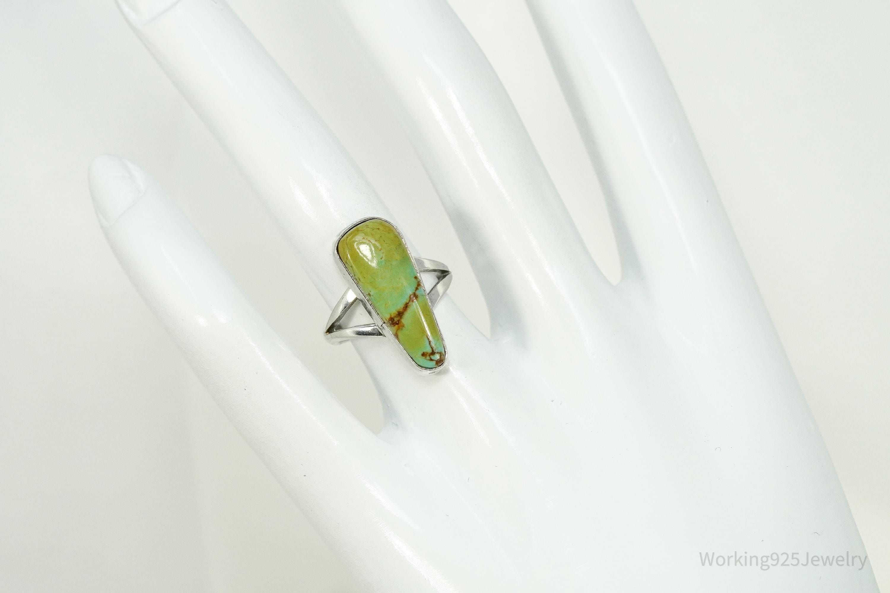 Vintage Native American Turquoise Sterling Silver Ring - Size 5.5