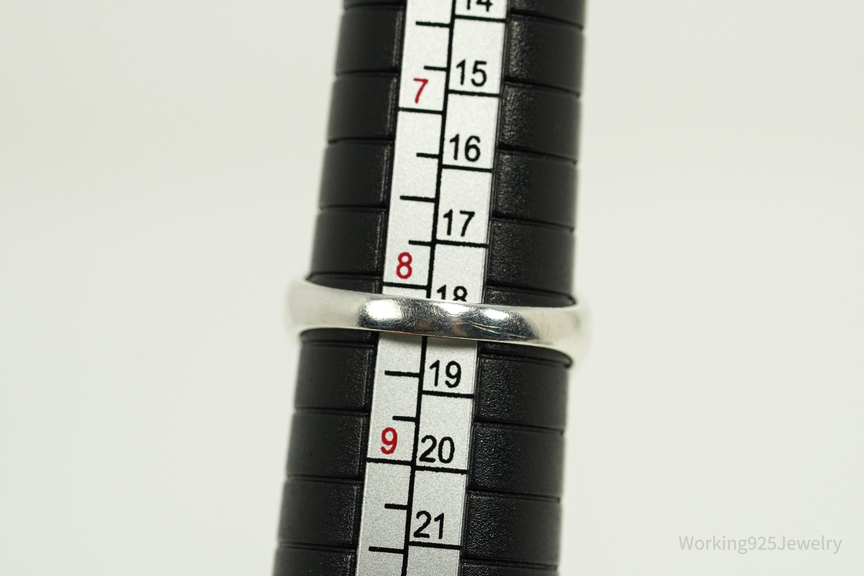 Vintage Blue Mother Of Pearl Sterling Silver Ring - Size 8.25