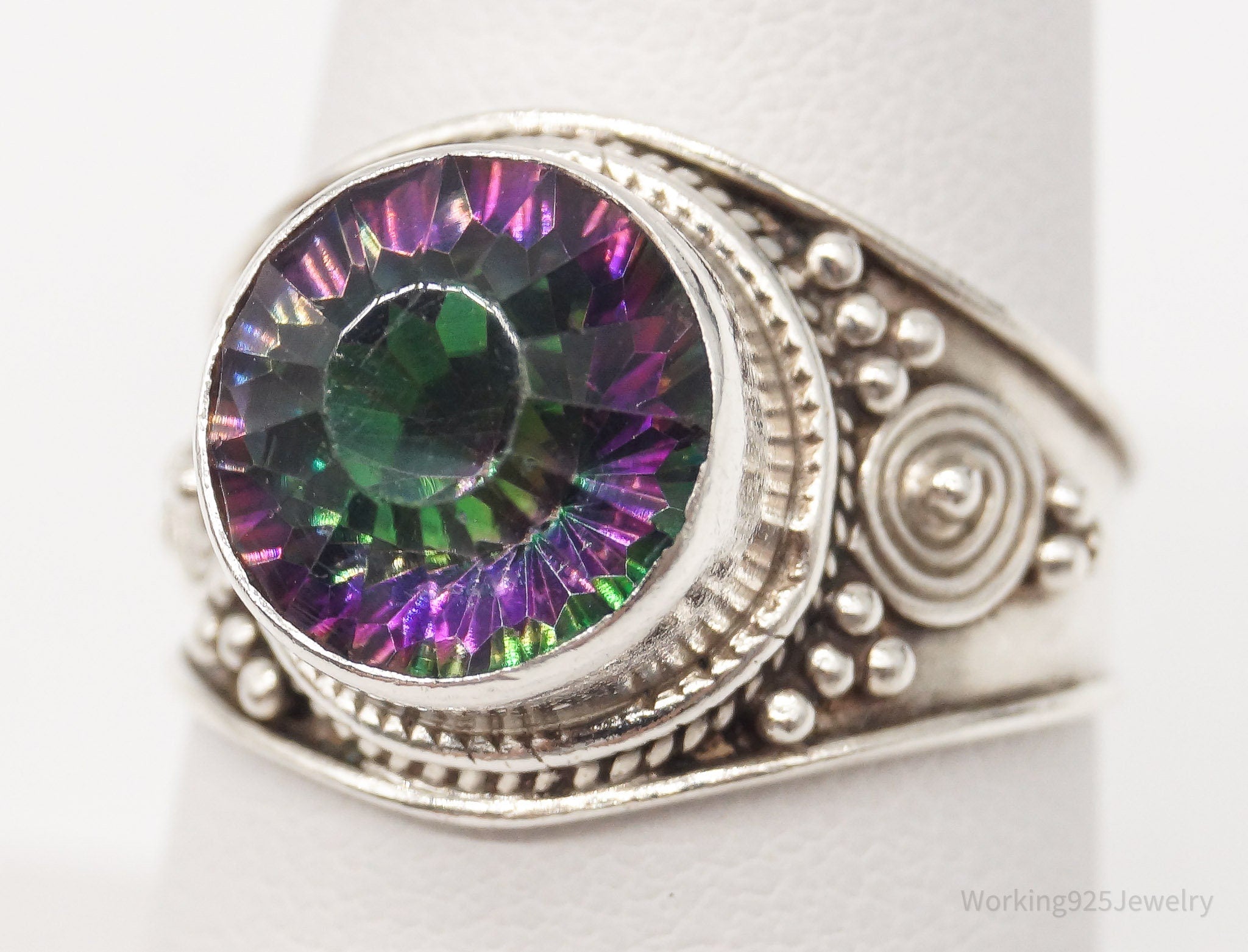 Vintage Mystic Topaz Sterling Silver Ring - Size 8