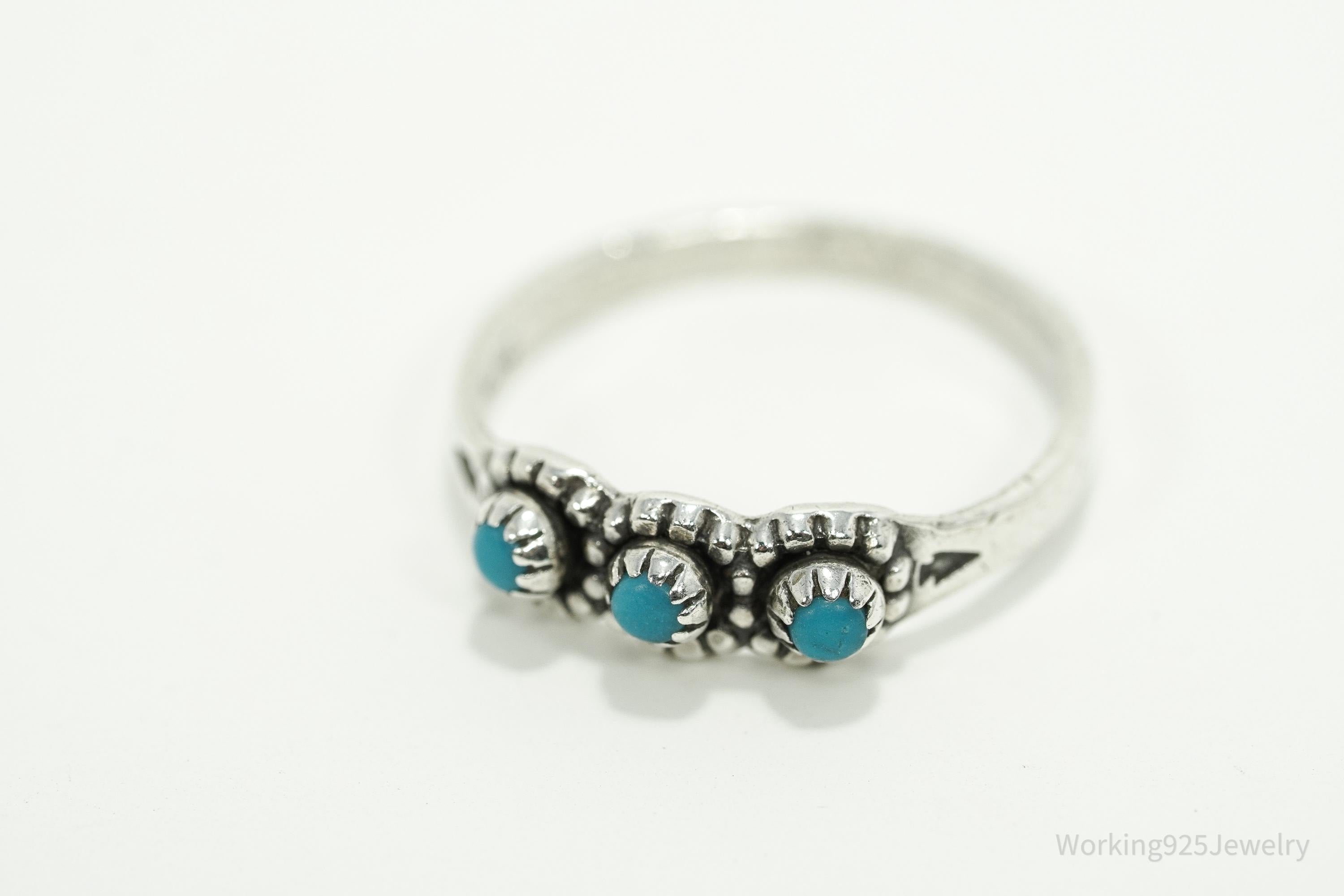 Vintage Native Bell Trading Post Turquoise Sterling Silver Ring - Size 4