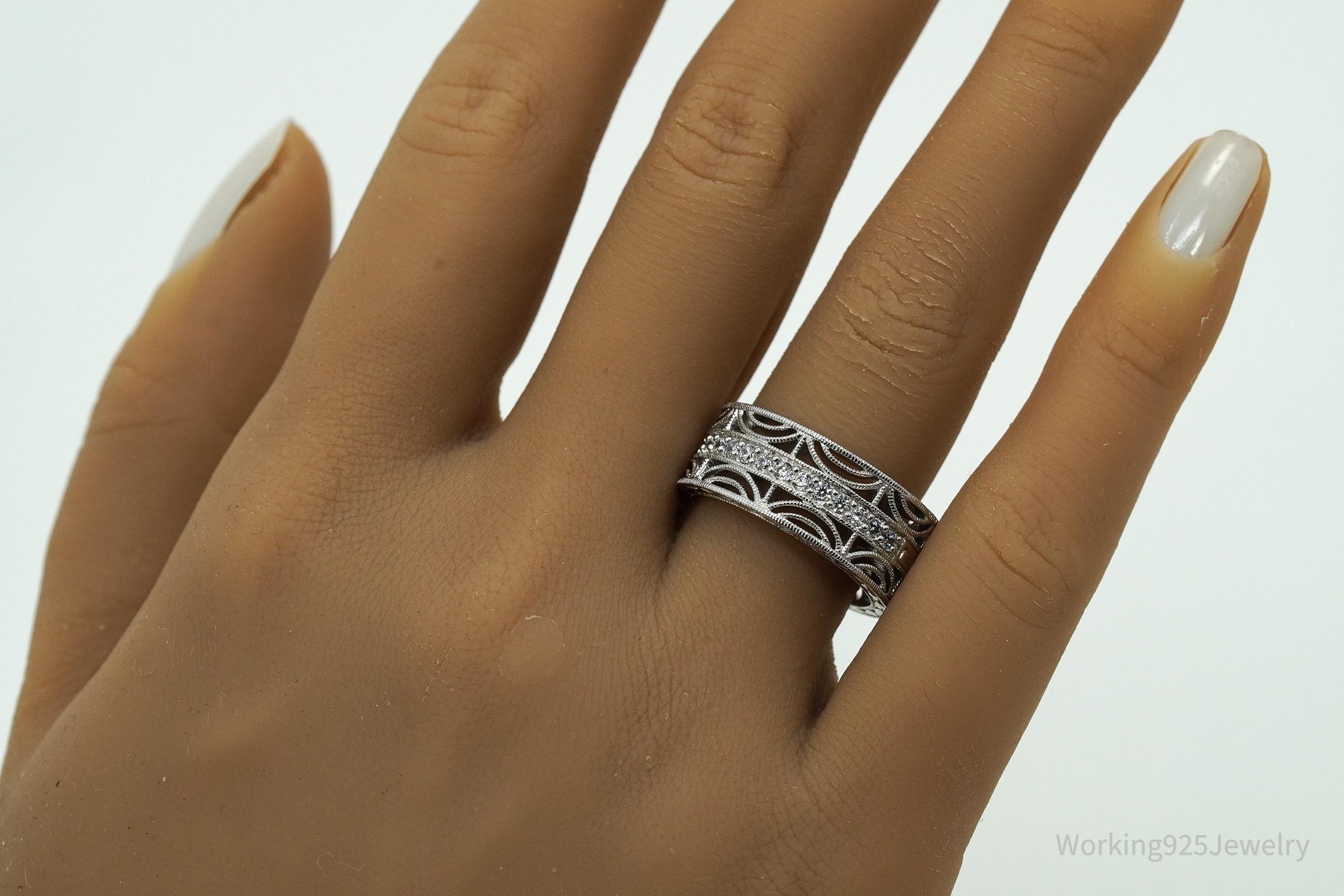 Designer TACORI Cubic Zirconia Sterling Silver Ring - Size 8