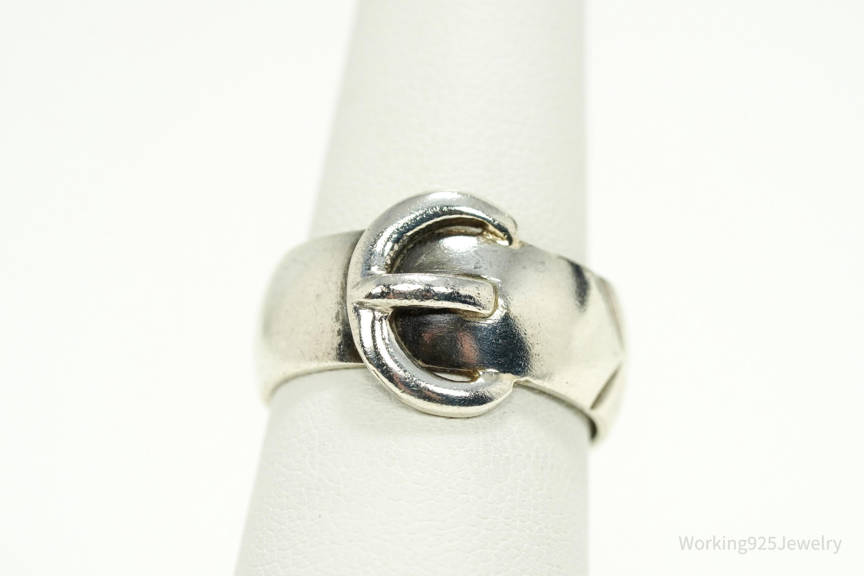 Vintage 1970s Birmingham Buckle Sterling Silver Ring - Size 8.25