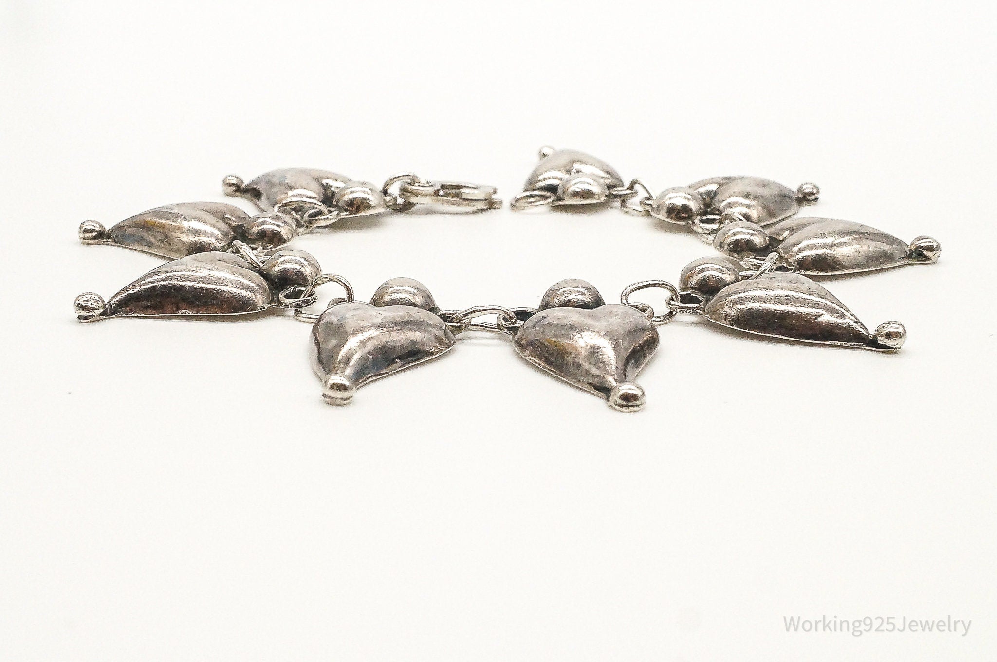 Vintage Mexico Modernist Hearts Sterling Silver Bracelet