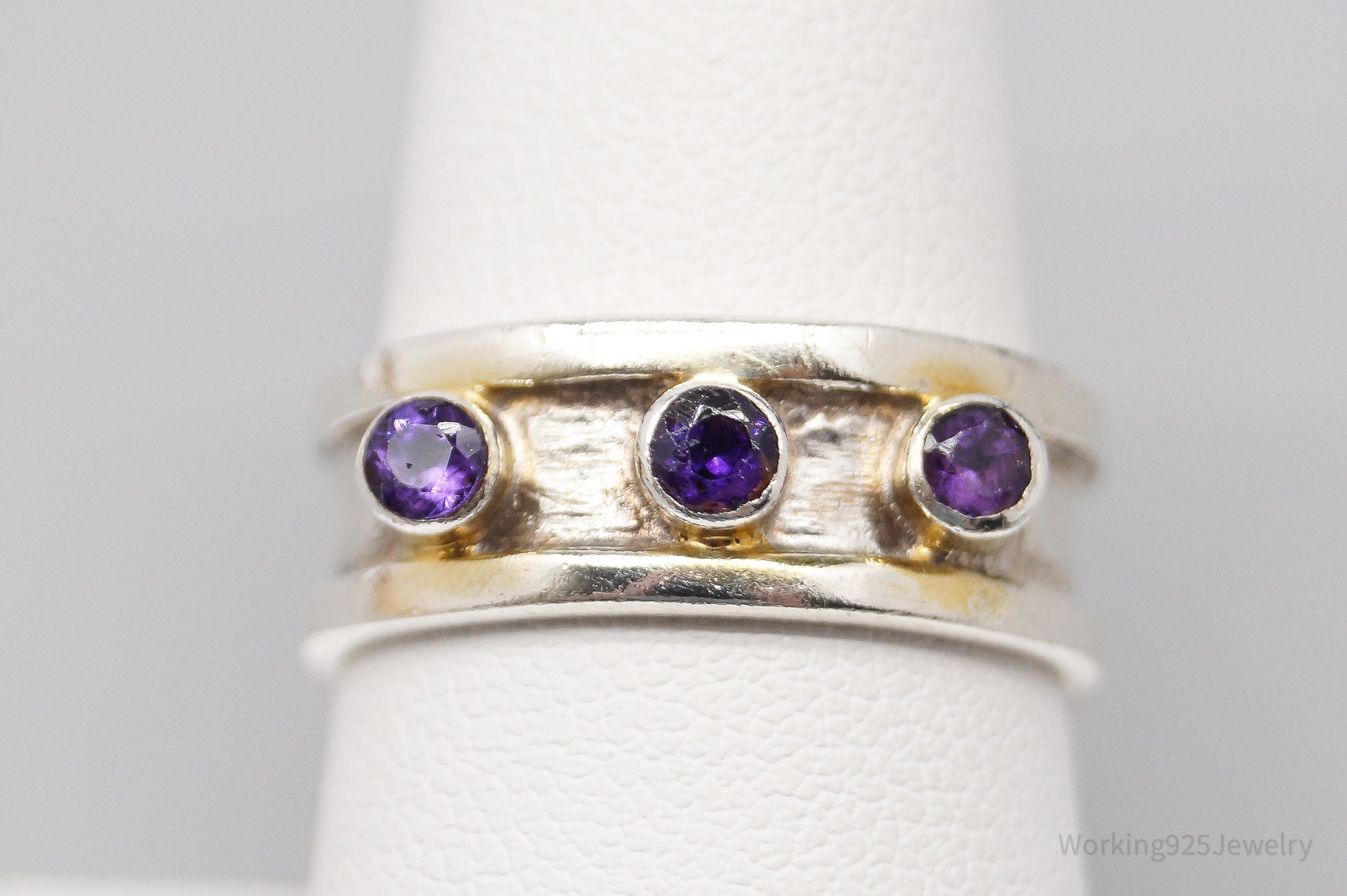 Vintage Amethyst Sterling Silver Ring - Size 8.25