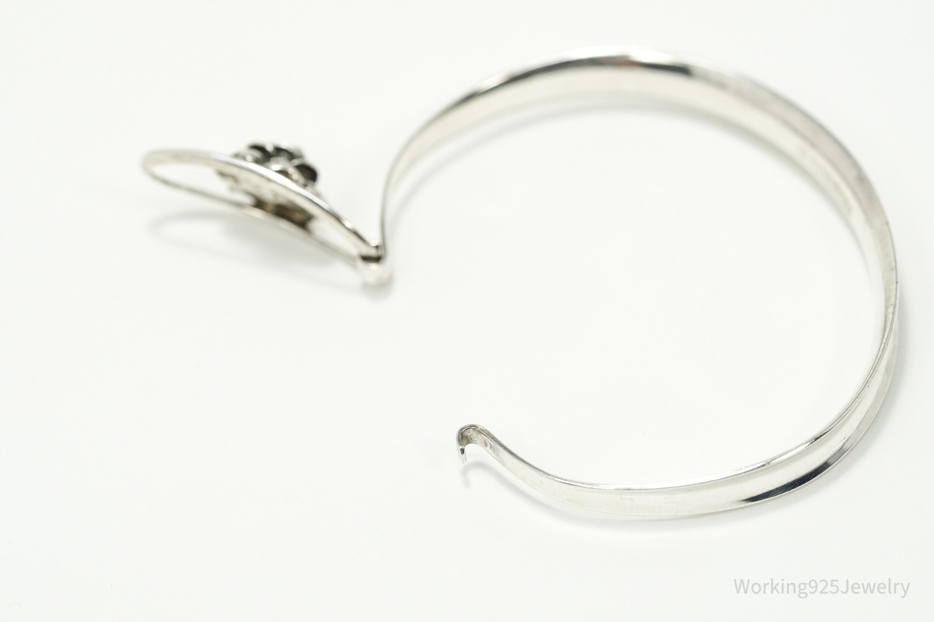 Vintage Finland Modernist Erik Granit & Co Rose Sterling Silver Bracelet - 6.75"