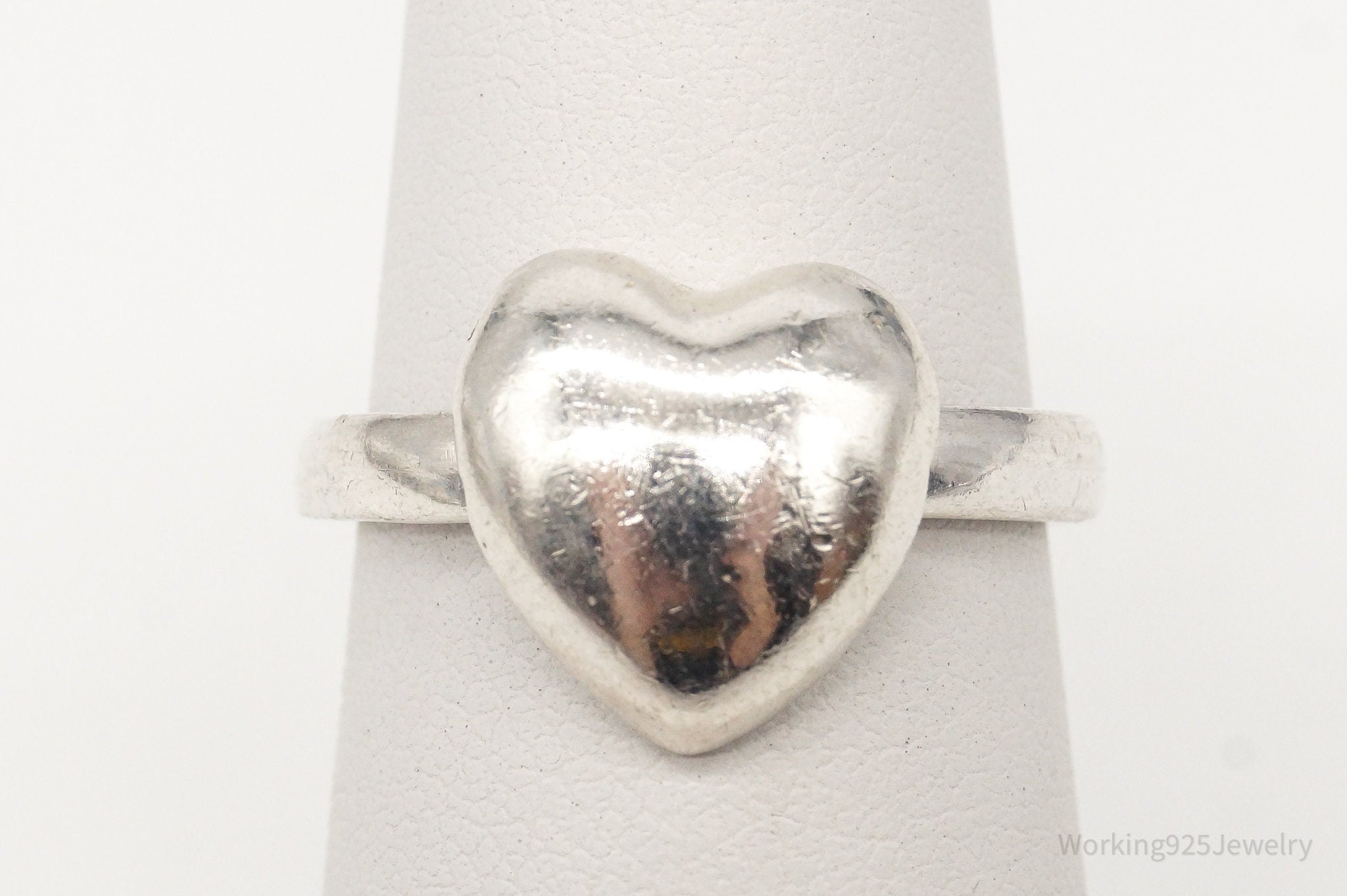 Vintage Sliding Heart Sterling Silver Ring - Size 6.5