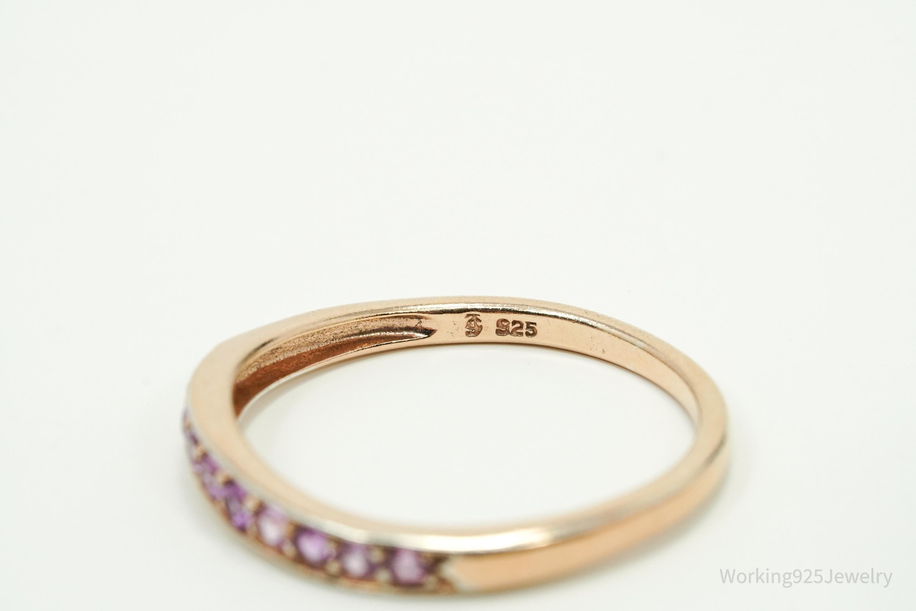 Vintage Ruby Rose Gold Vermeil Sterling Silver Ring - Size 10