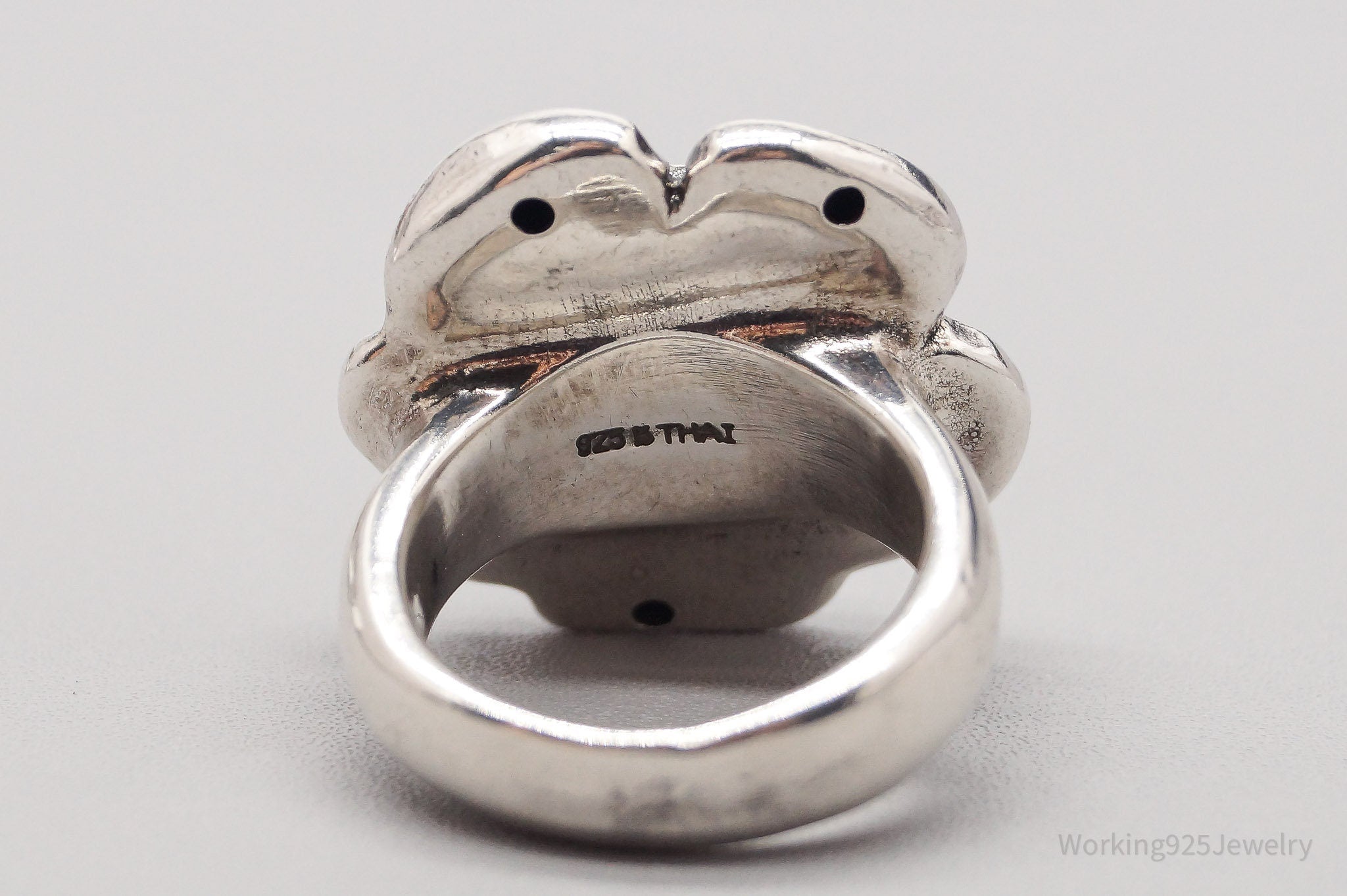 Vintage Puffy Rose Sterling Silver Hollow Ring - Size 6.75