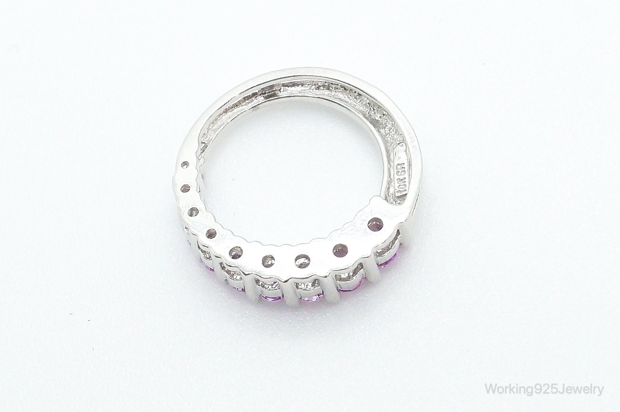 10K White Gold Pink Sapphire Sterling Silver Necklace Pendant