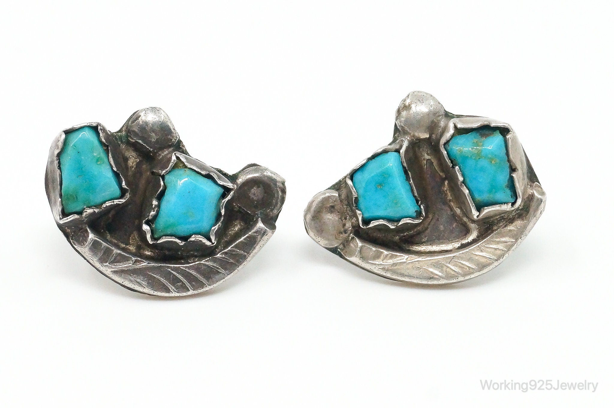 Vintage Native American Turquoise Sterling Silver Earrings