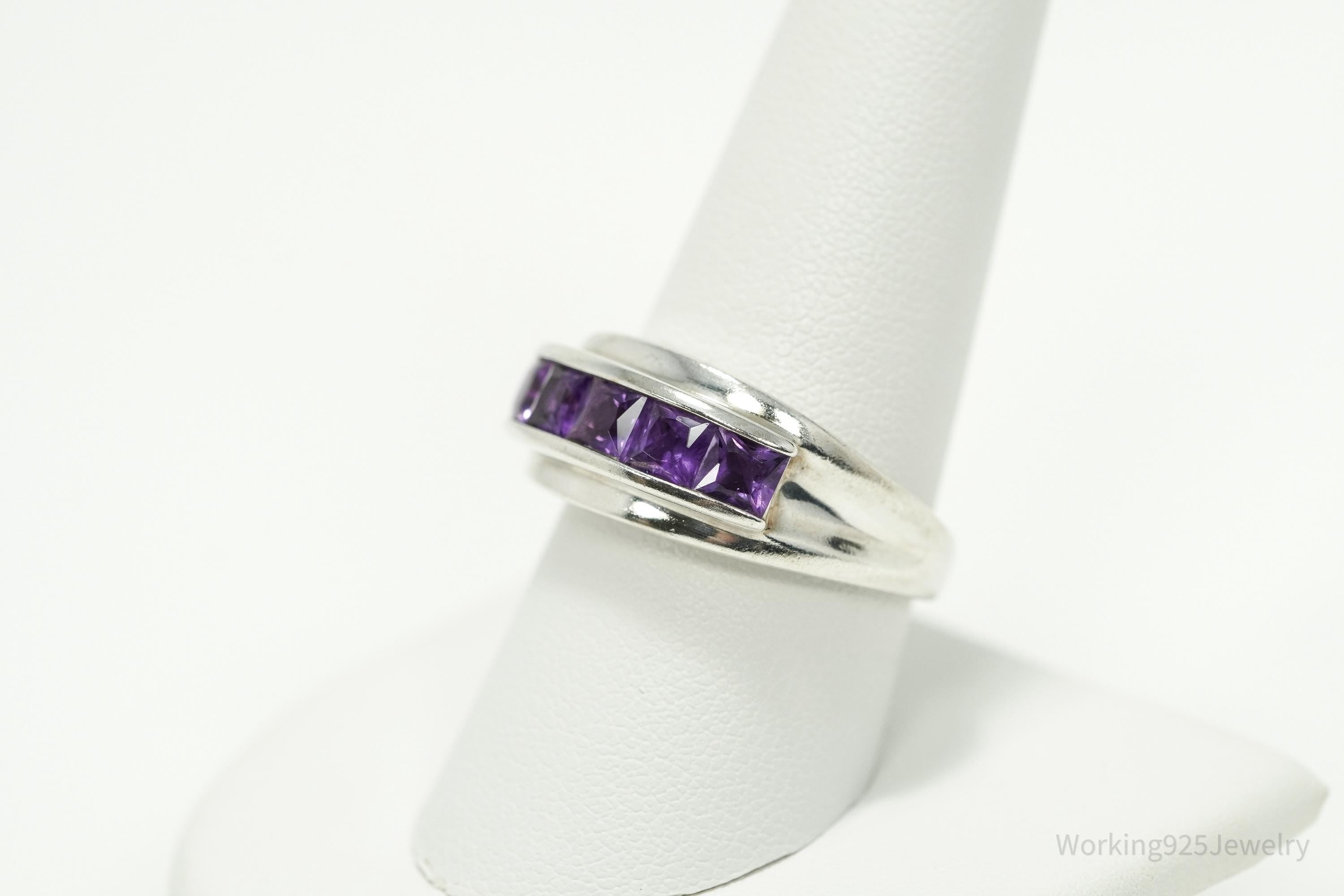 Vintage Amethyst Sterling Silver Ring - Size 9