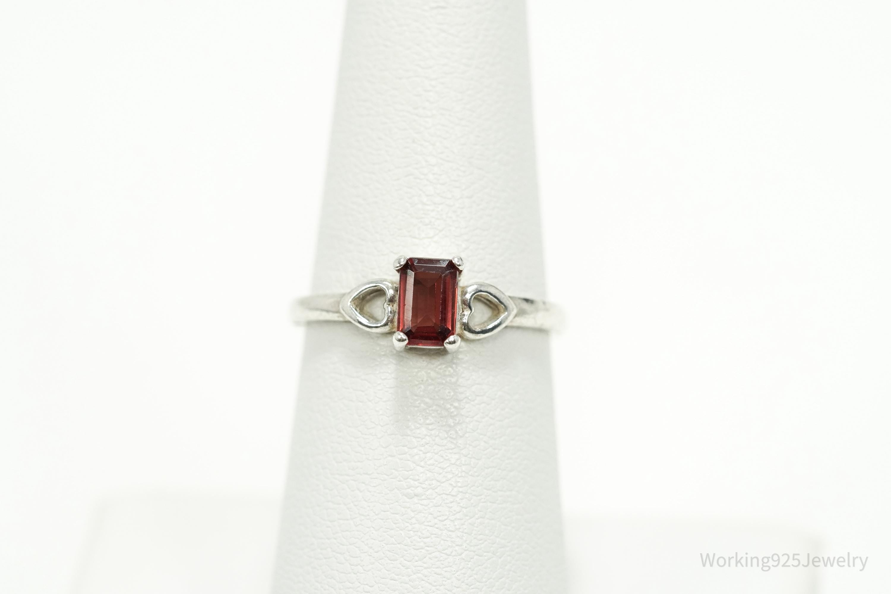 Vintage Garnet Sterling Silver Ring - Size 6.5